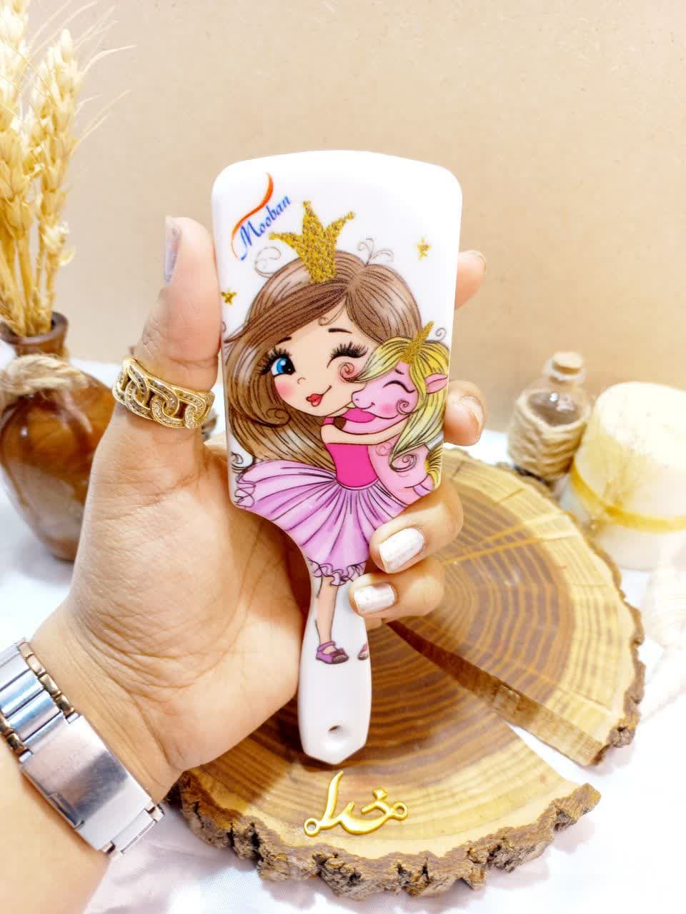 برس مو دخترانه گلدار کیفی وکیوم موبان MOOBAN کد 401