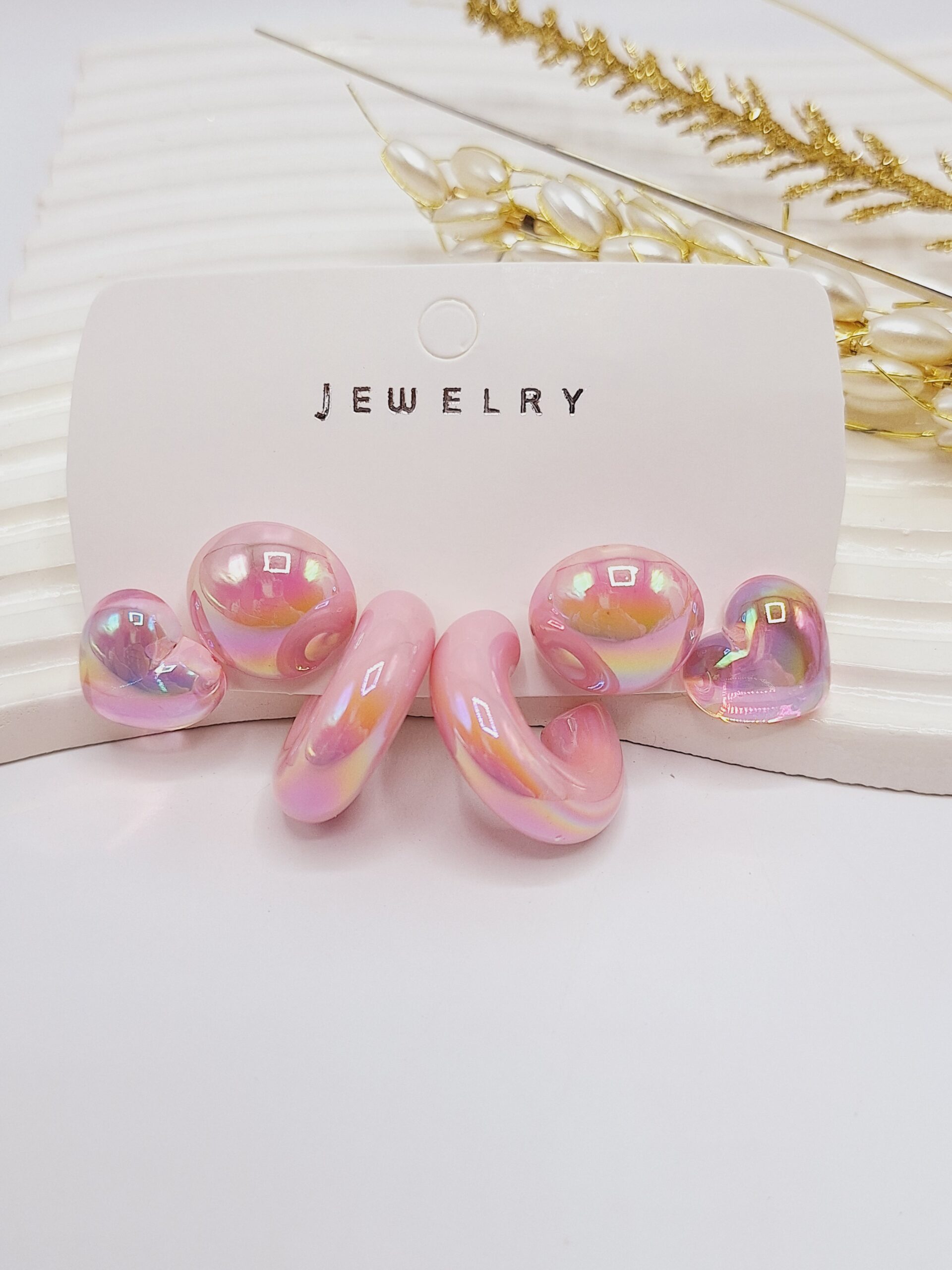 پک گوشواره آبنباتی صورتی طرح دوم