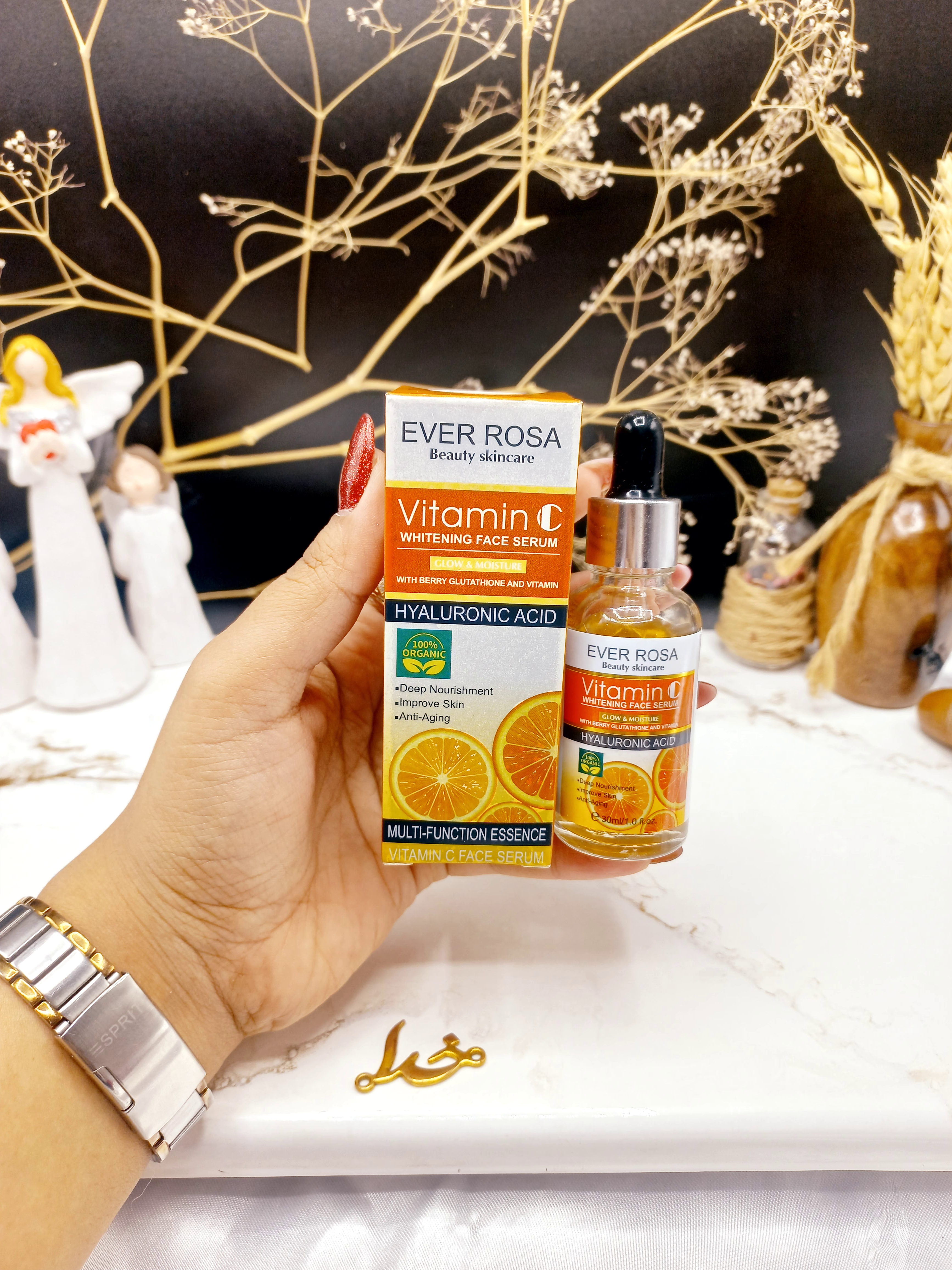 سرم سفید کننده و ضد پیری صورت (حاوی ویتامین سی و هیالورونیک اسید) اورروزا ‏EVER ROSA‏ کد 70787