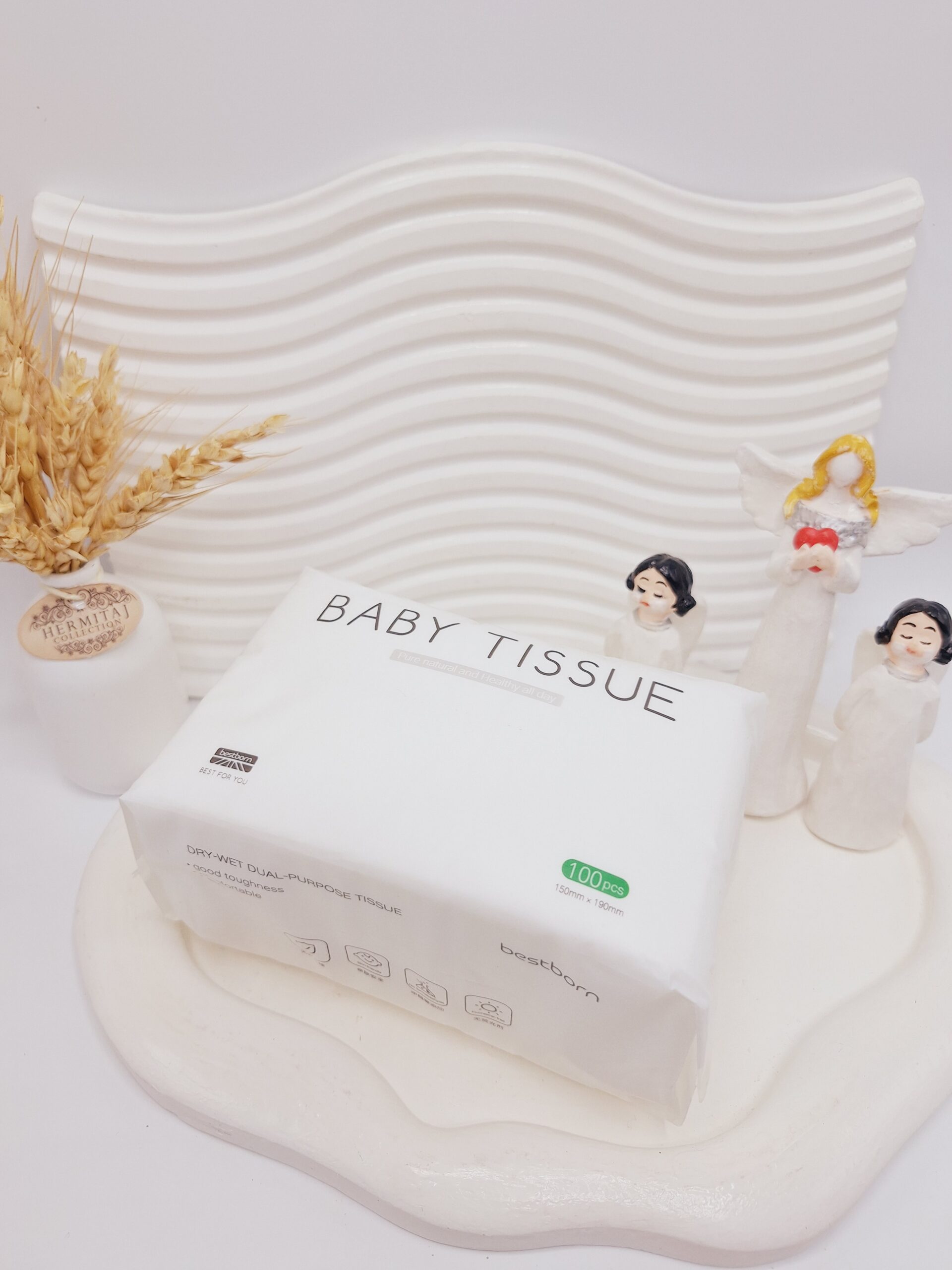 دستمال پنبه ای آرایش پاک کن 100 عددی BABY TISSUE کد 1416