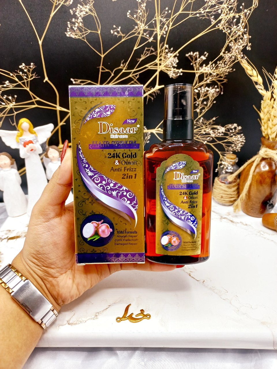 سرم موی 2 کاره ترمیم کننده و ضد موخوره حاوی عصاره پیاز حجم 120 میل دیسار Disaar کدDS51983