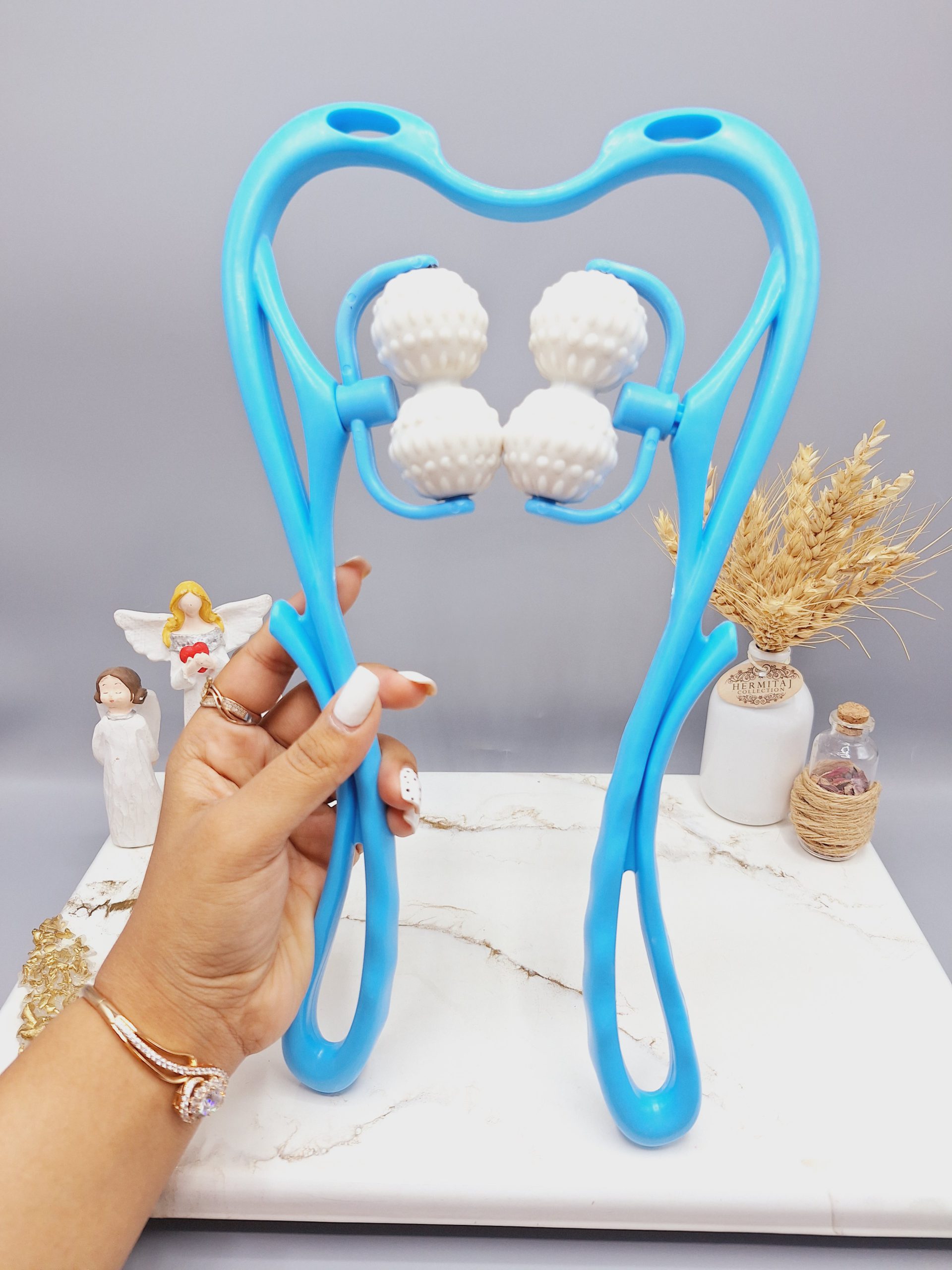 ماساژور غلتطکی گردن مدل ۴ رول (آبی)