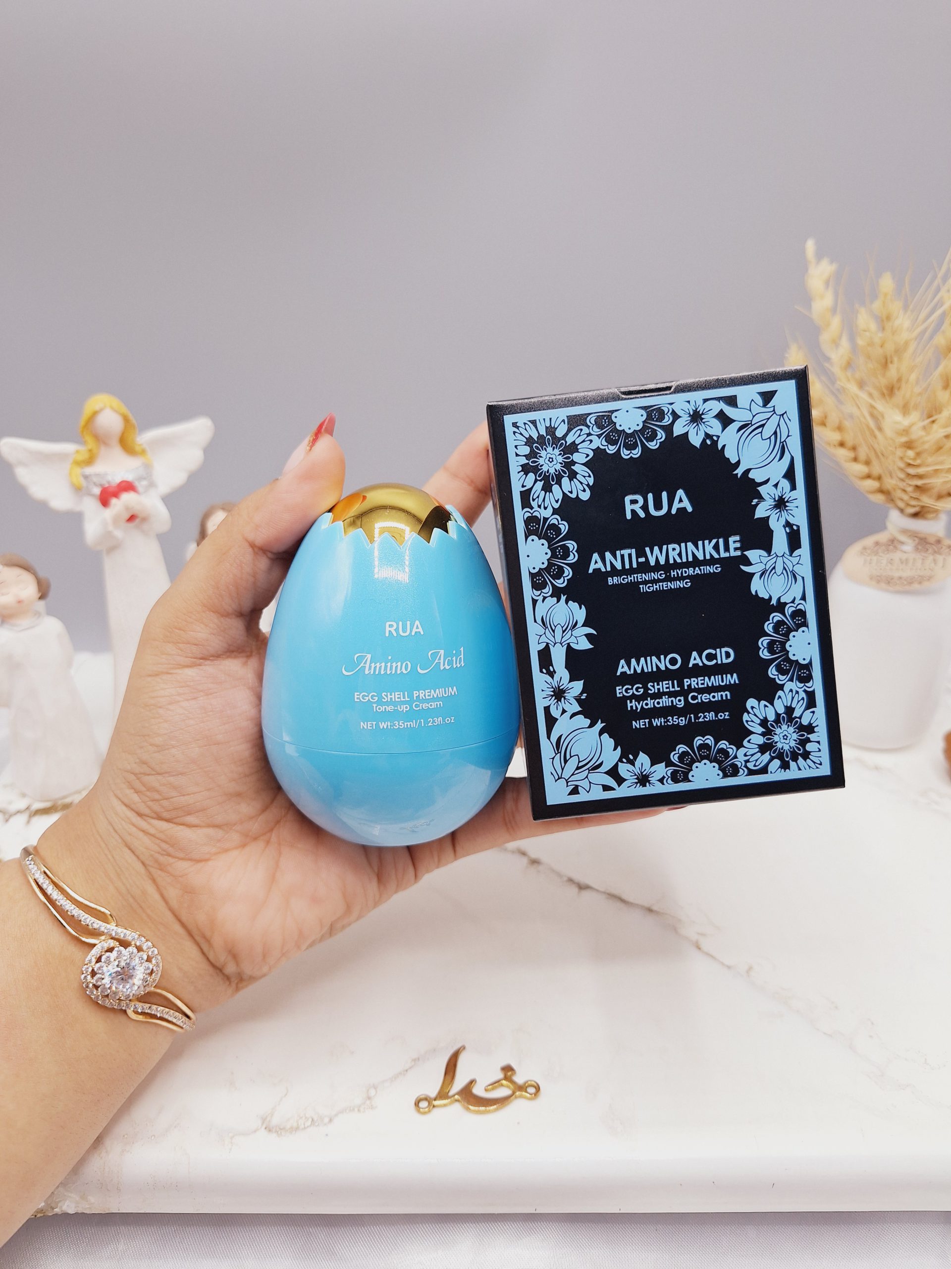 کرم ضد چروک و آبرسان پوست مدل تخم مرغی آبی برند RUA کد 60367