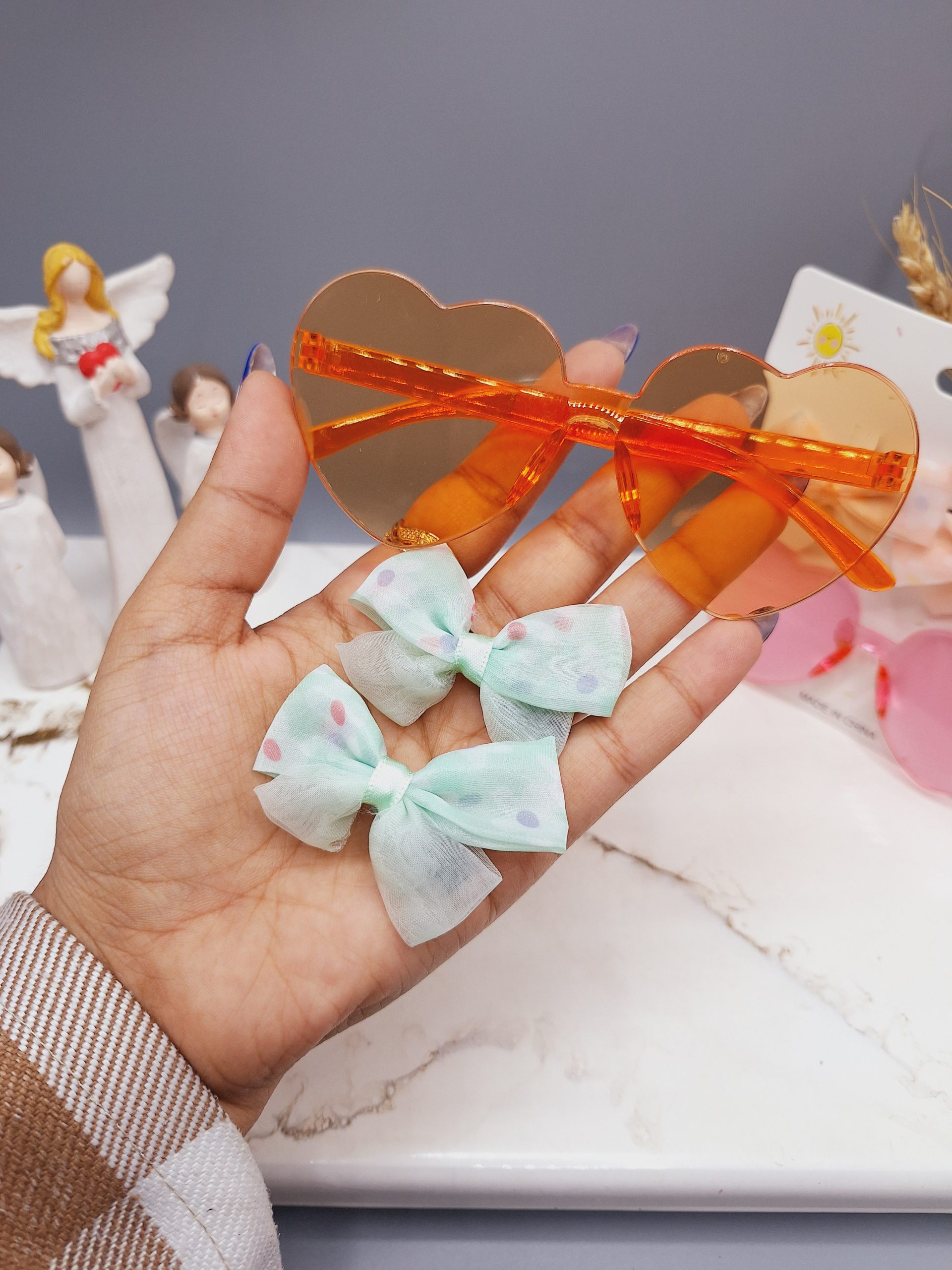 ست 2 تایی عینک و گیره مو طرح قلبی