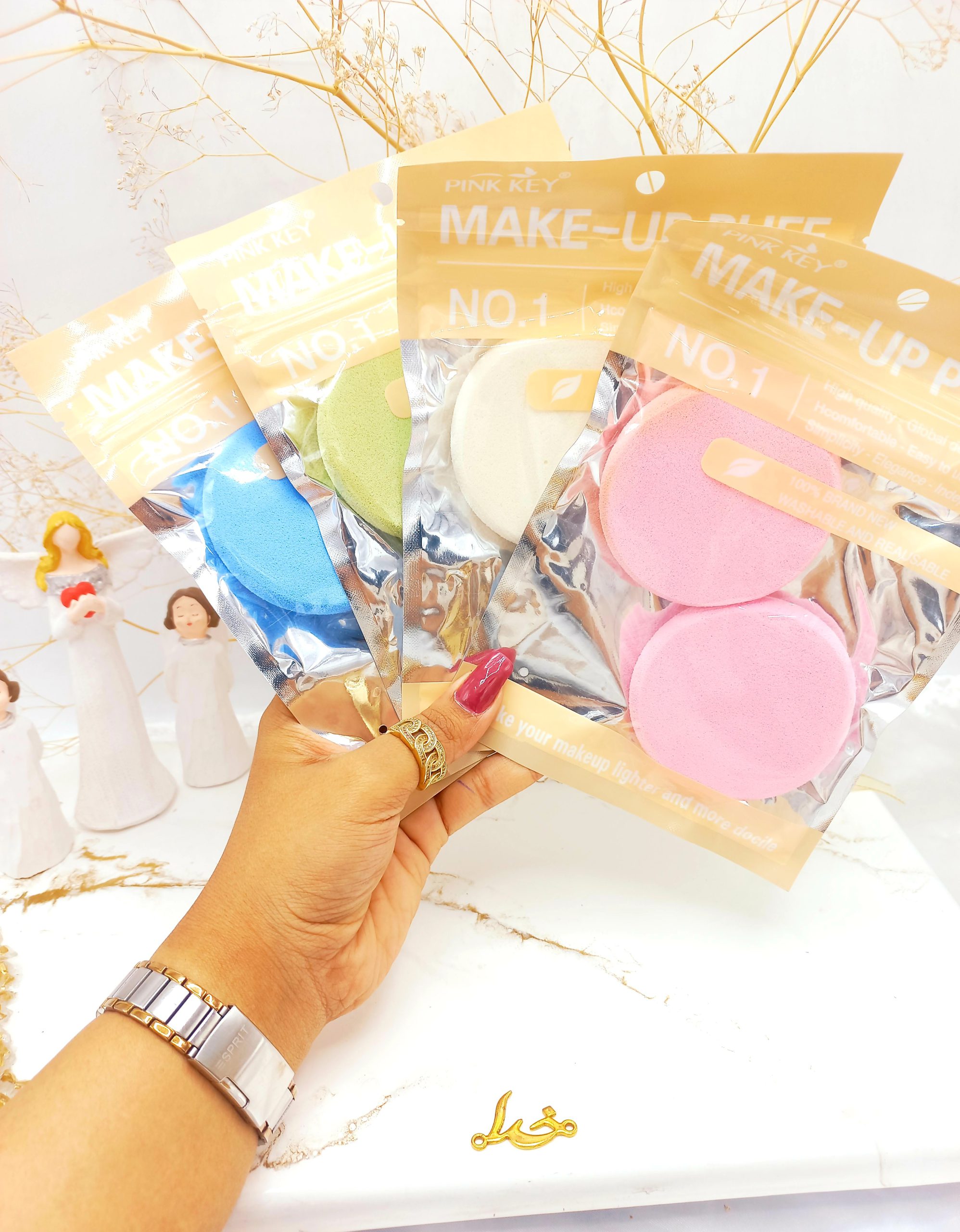 پد آرایش متوسط بسته دو عددی پینک کی pink key کد pt1144