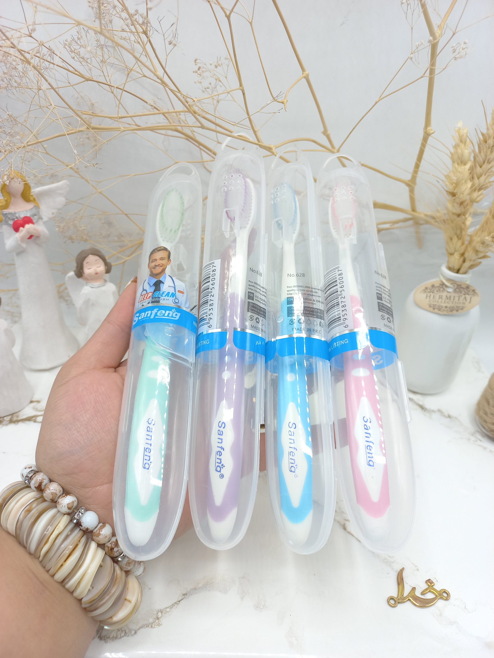 مسواک طرح رنگی تمیز کننده عمیق دندان برند SANFENG کد 628