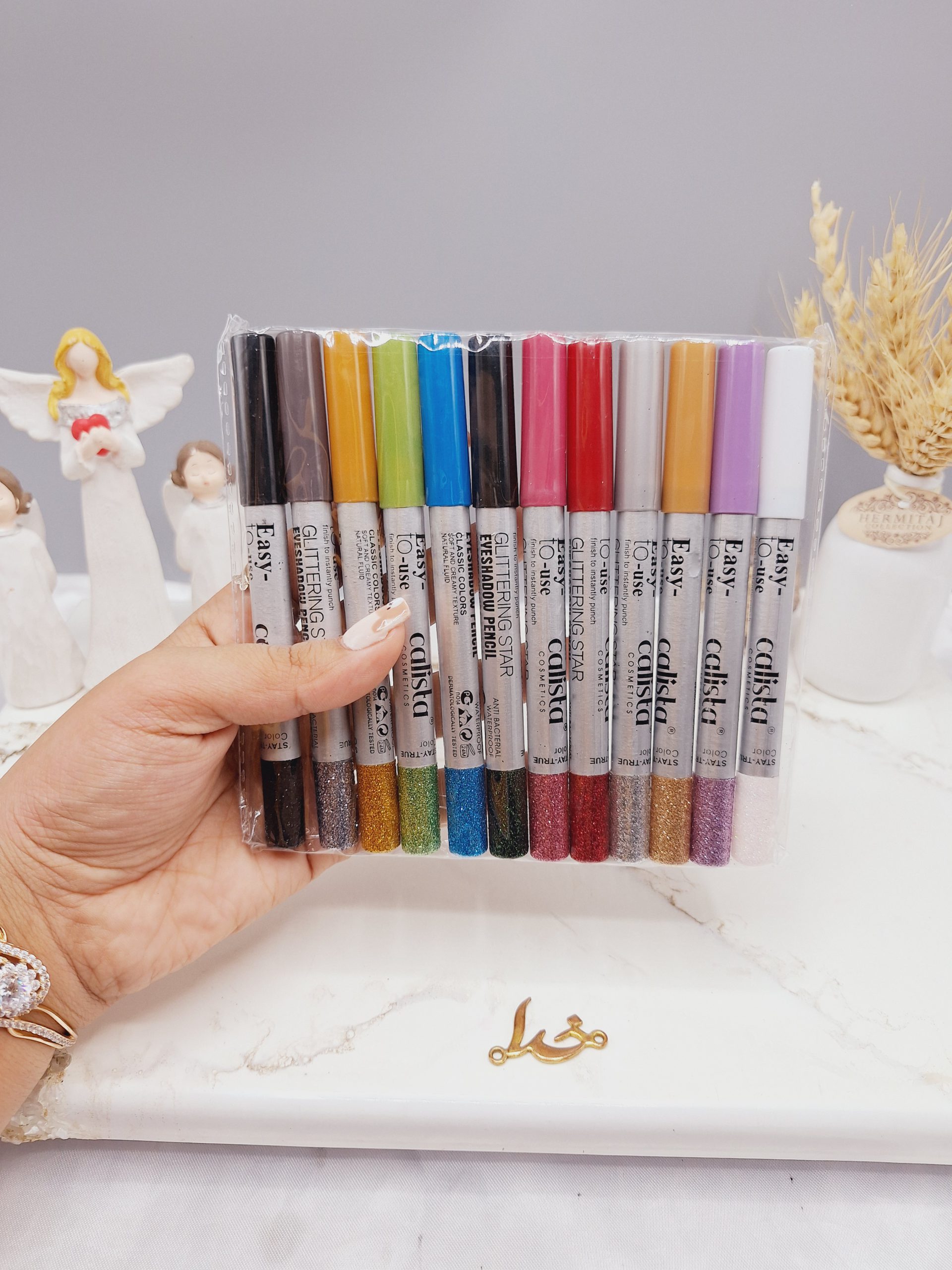 پک 12 تایی مداد چشم گلیتری برند calista