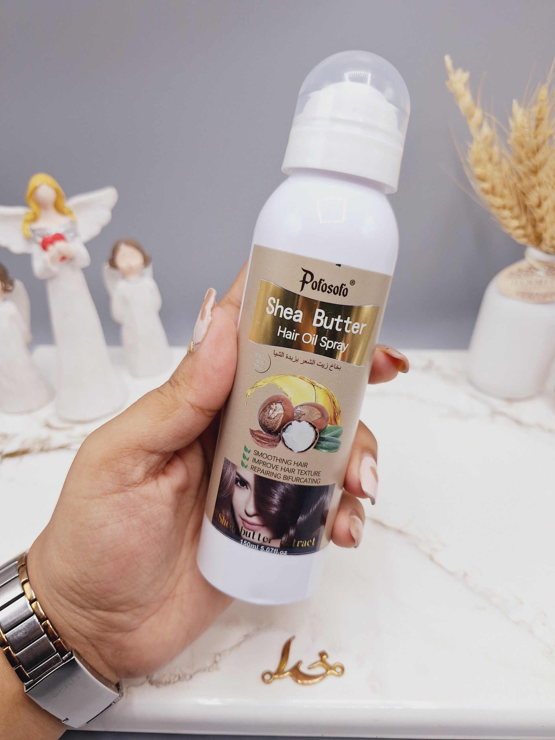 اسپری مو کره شیا مناسب برای درخشان کننده و صاف کنندگی مو برند Potosolo کد p-8009