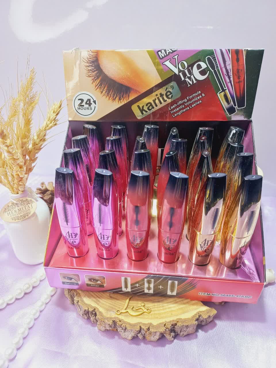 ریمل ضد آب سه مدل فرچه با حجم دهی چندین برابر برند ماسکارا 4D کاریته KARITE کد 56485