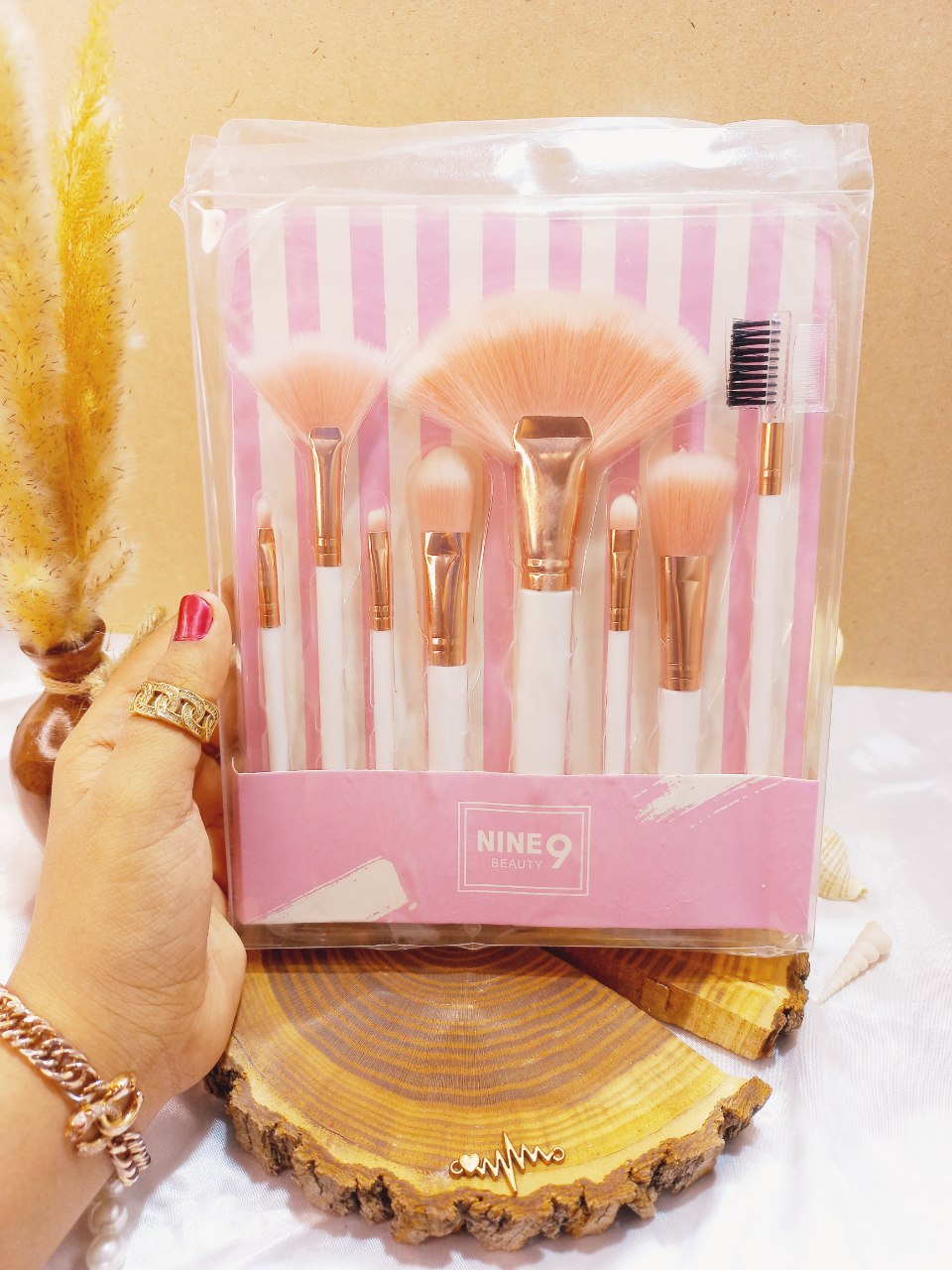 پک 8 عددی براش رنگ سفید ناین بیوتی Nine9 Beauty