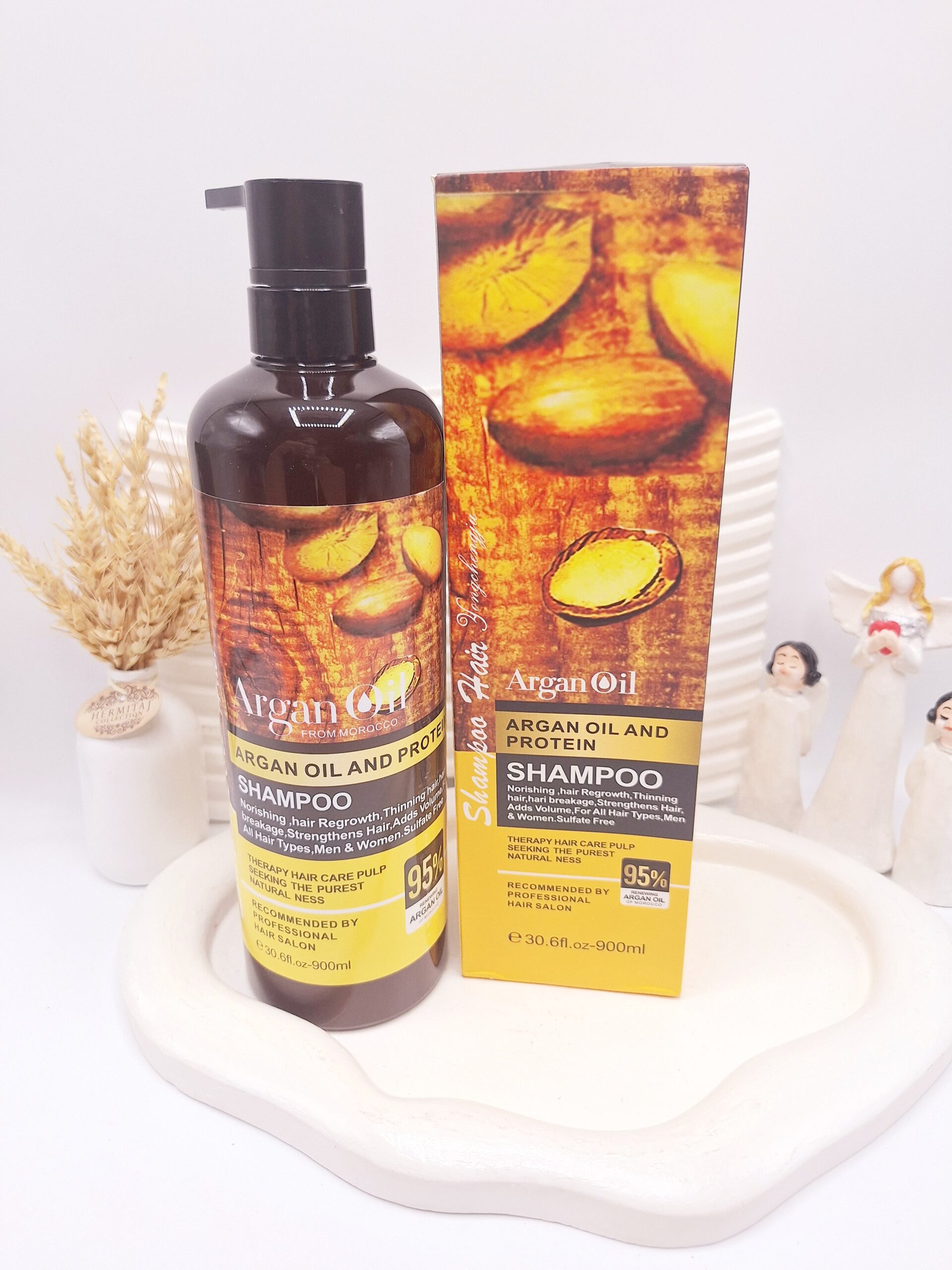 شامپو آرگان ضد وز و موخوره مناسب موهای کراتین شده حجم 900 میل مدل جدید کد 9415