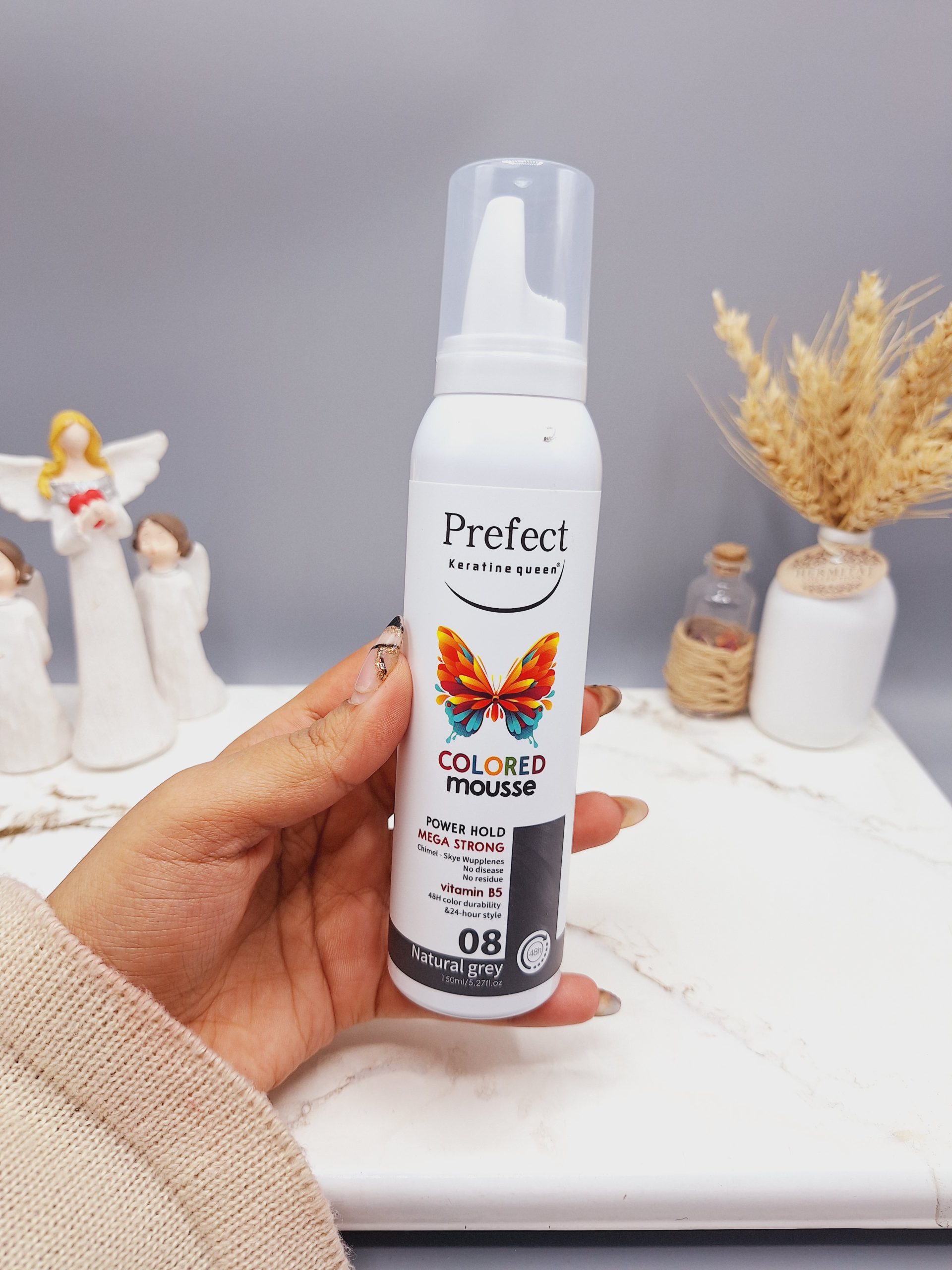 موس مو رنگی برند پرفکت شماره 08 Natural grey خاکستری حجم 150 میل کد 2354