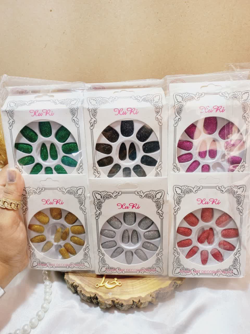 ناخن مصنوعی اکلیلی رنگی نوک تیز XU RI کدMT 316