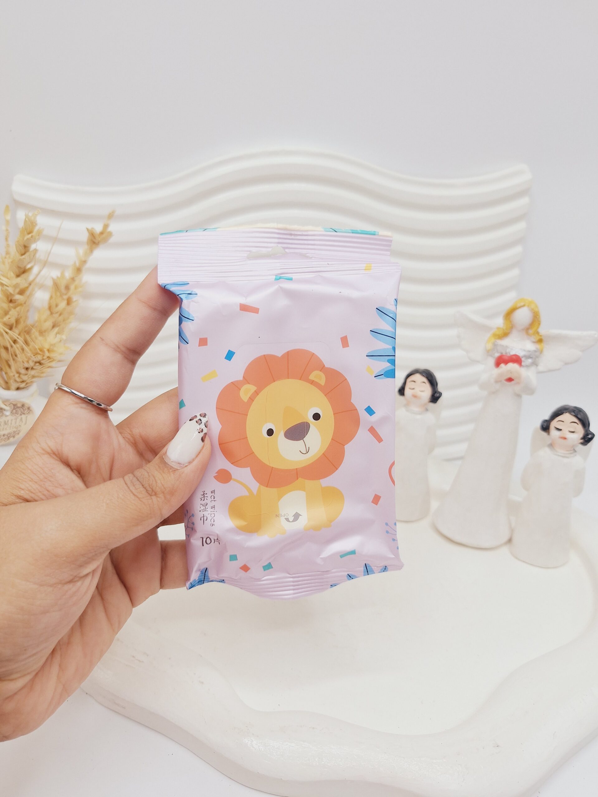 دستمال مرطوب 10 تایی طرح حیوانات بامزه کد 0780