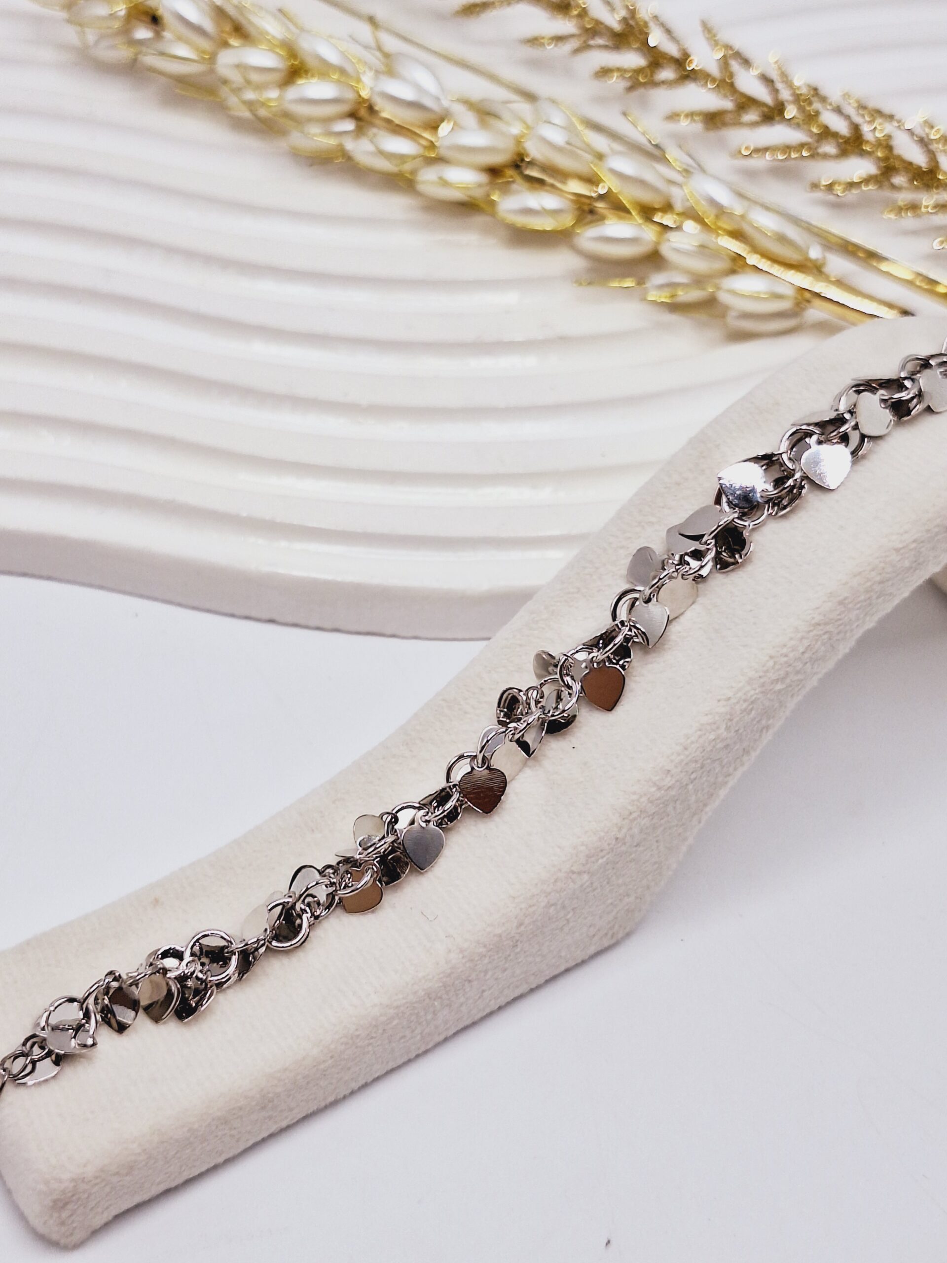 پابند پولکی آویز قلب آبکاری رادیوم