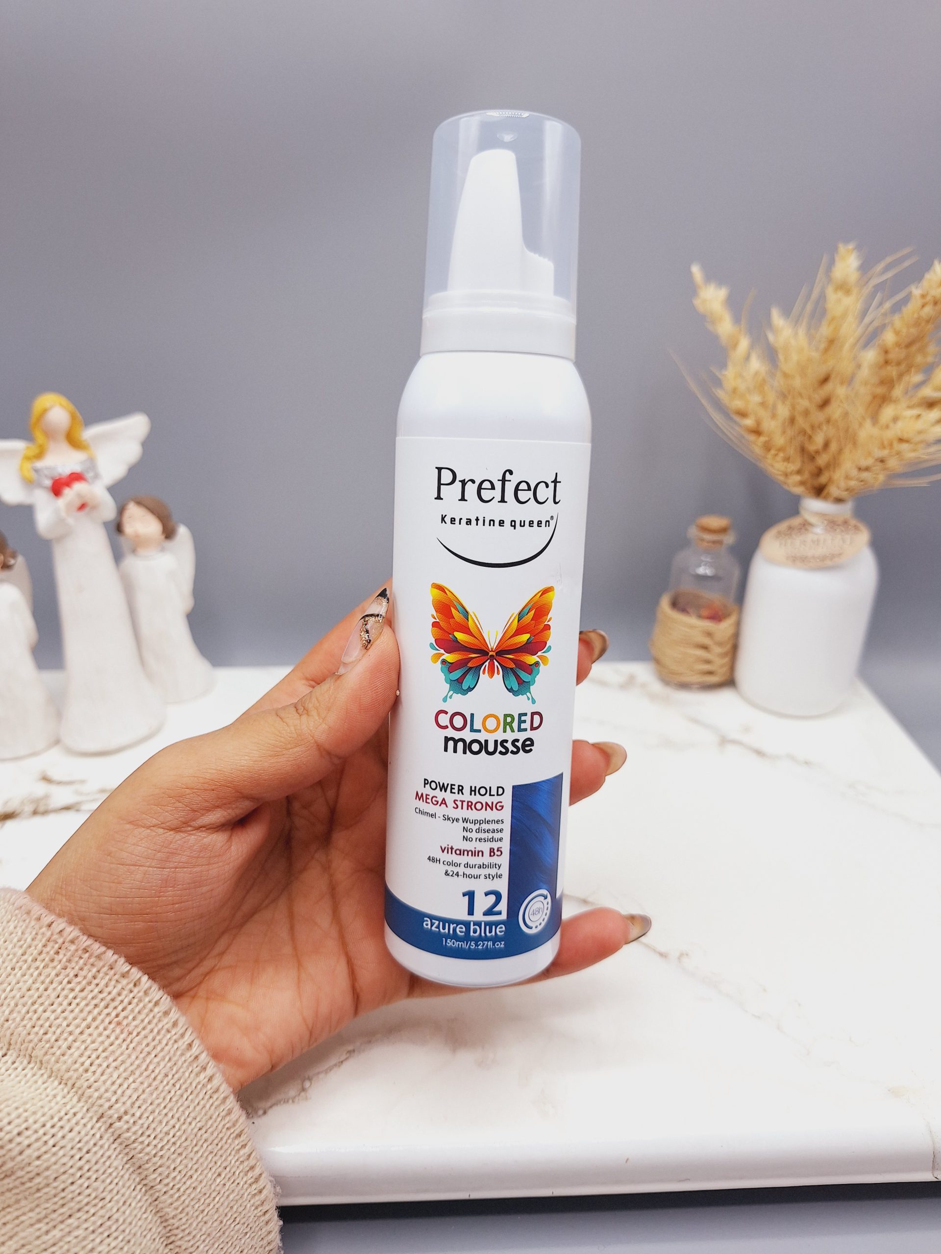 موس مو رنگی برند پرفکت شماره 12 zure blue آبی لاجوردی حجم 150 میل کد 2378