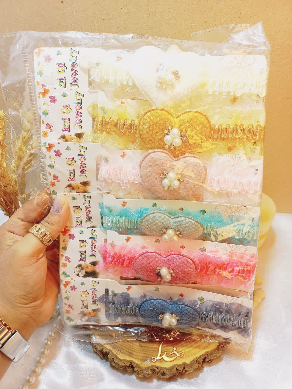 هدبند دخترانه مدل قلب مخمل نگین دار KAI QI JEWELRY کد 1977 2