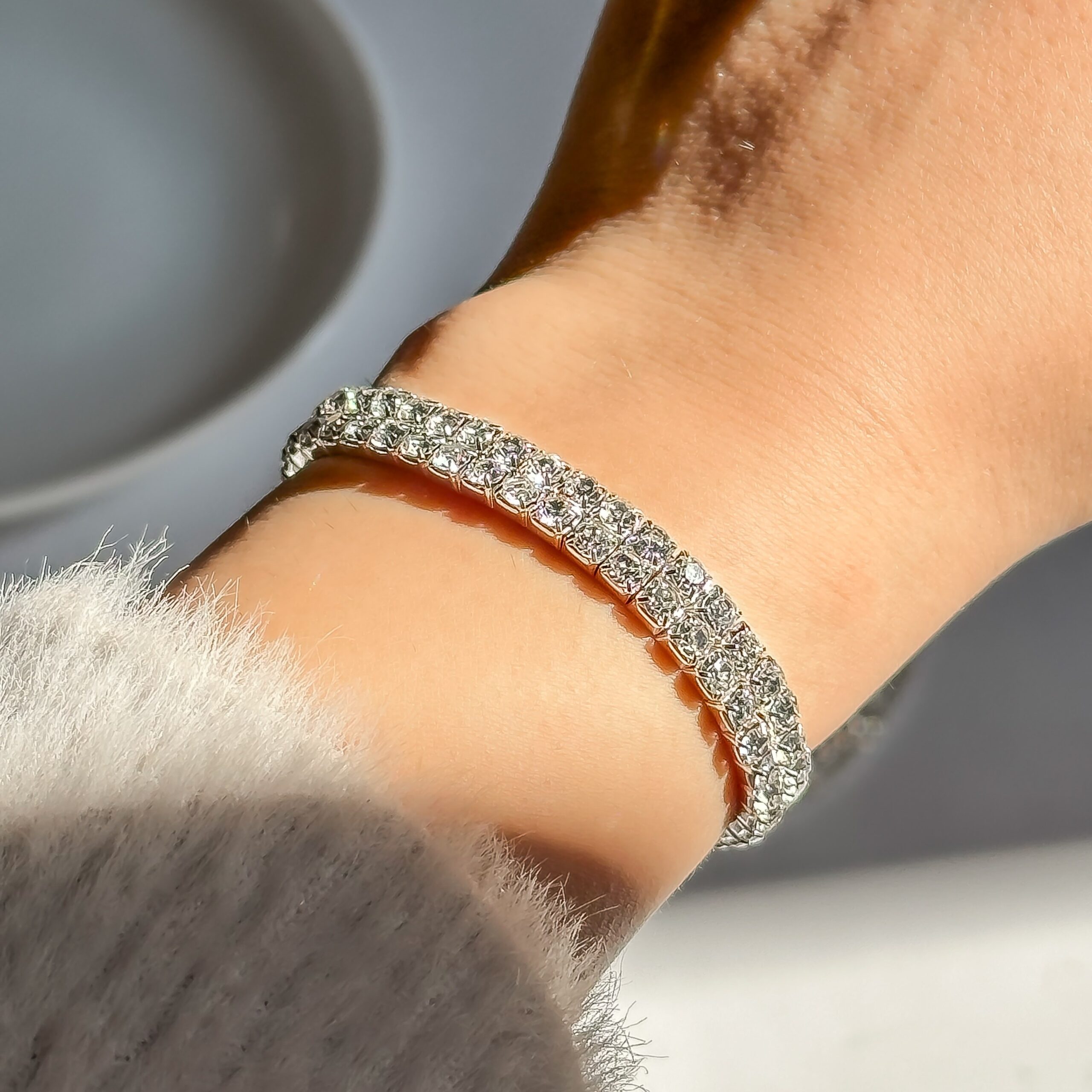 دستبند دو ردیف کشی جواهری