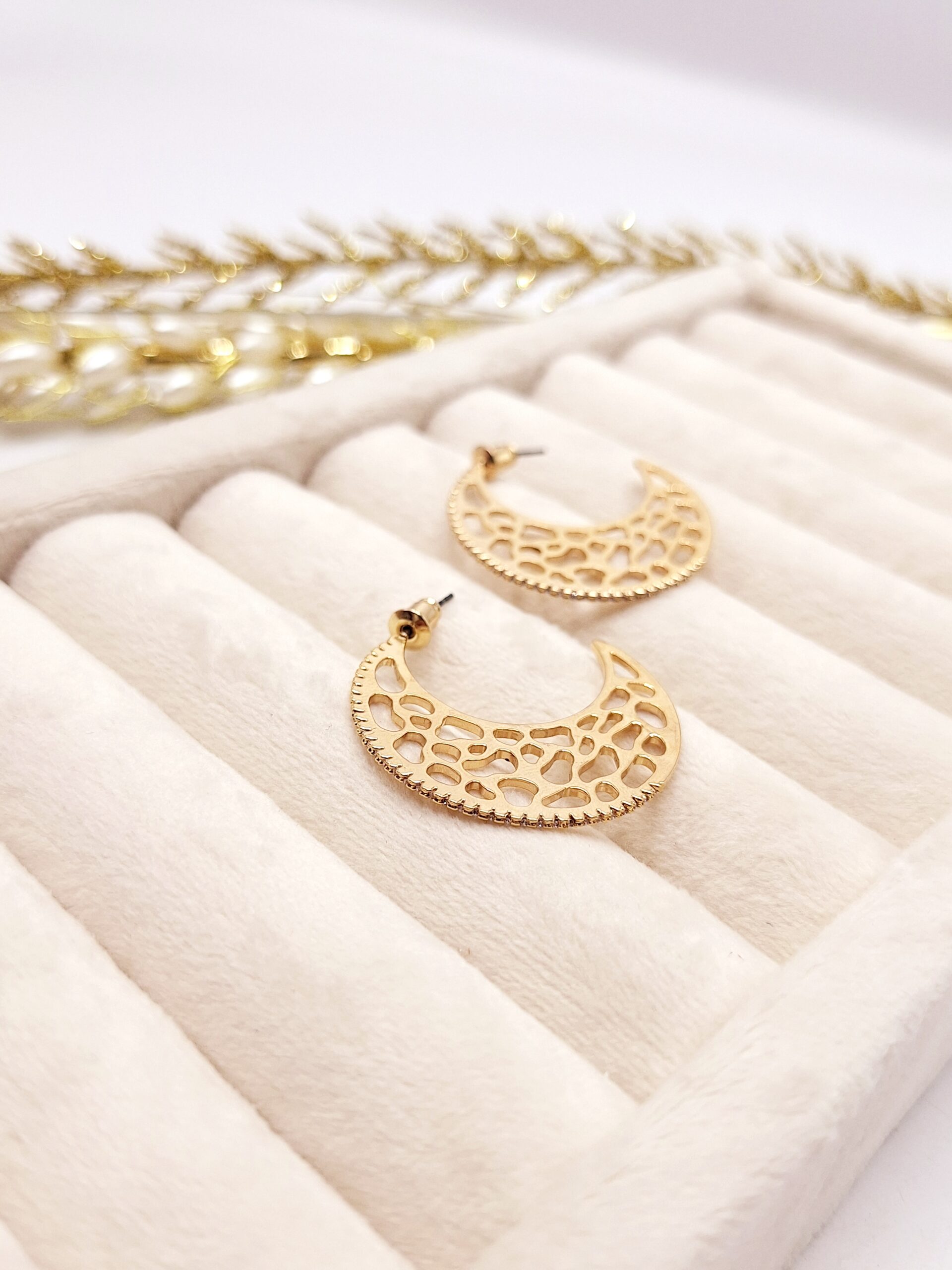 گوشواره میخی درخشان طرح ماه فوق العاده شیک و مجلسی