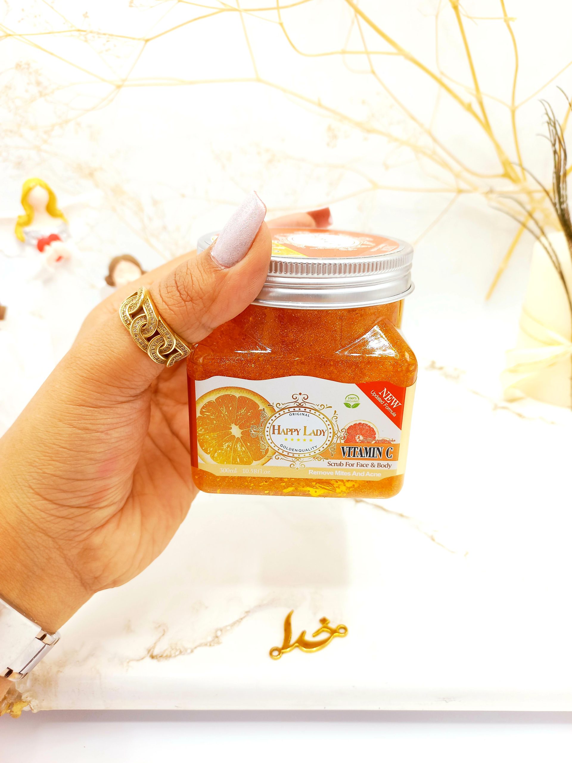 اسکراب شنی صورت و بدن ویتامین سی هپی لیدی HAPPY LADY