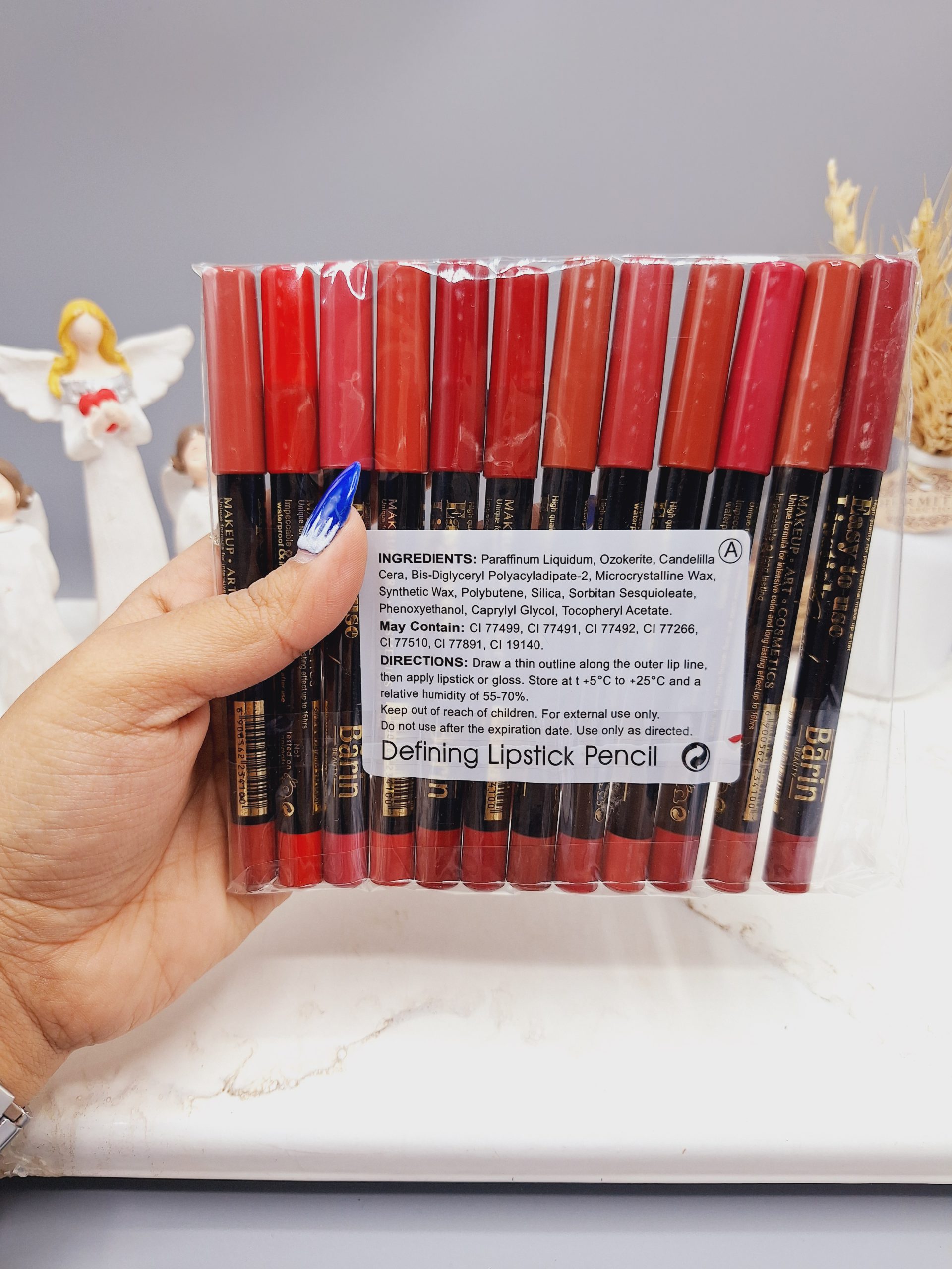 پک رژ مدادی 12 تایی برند بارین Barin (پوکه وسط مشکی)