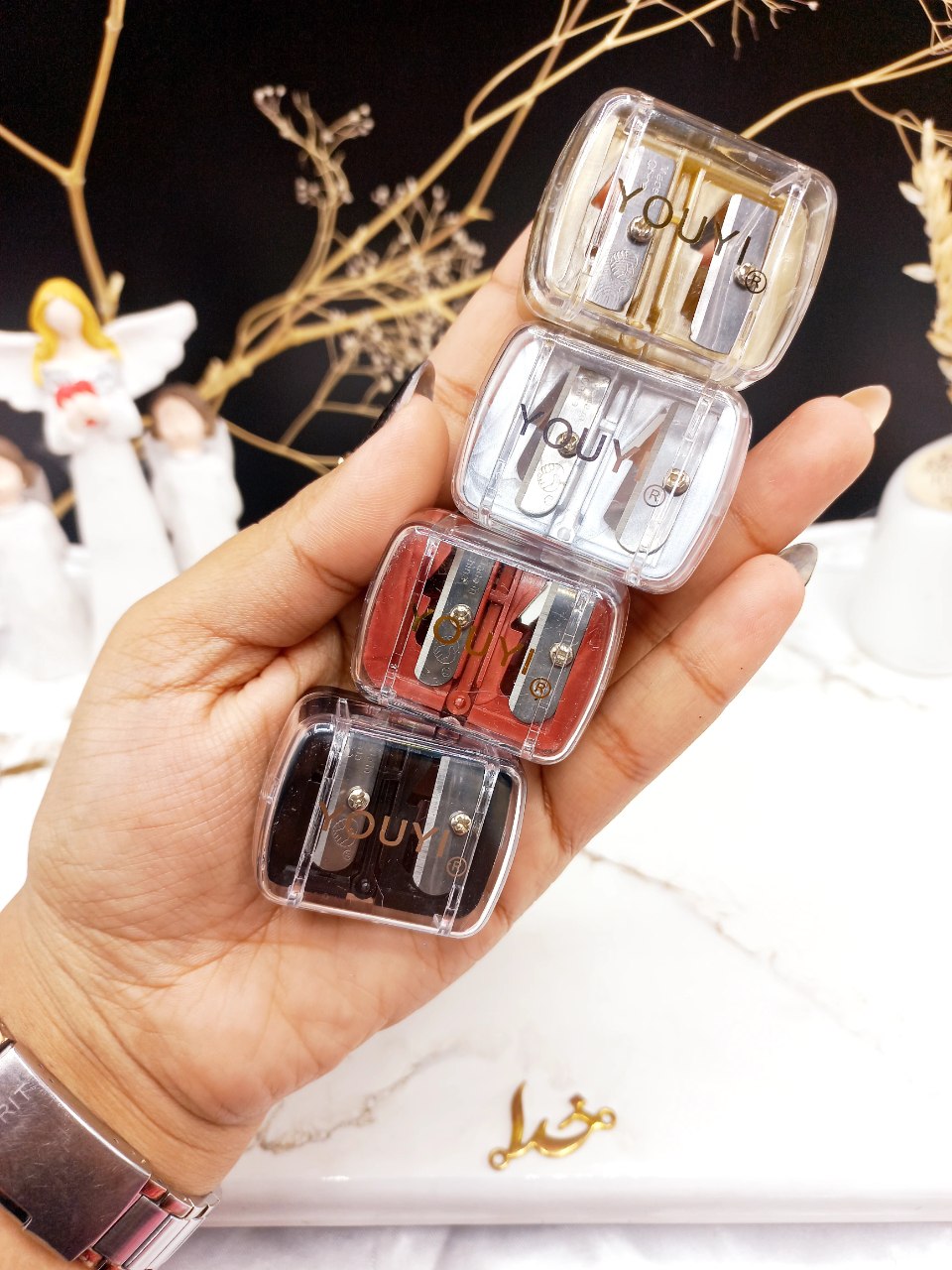 مداد تراش دو قلو شیشه ای برند YOUYI (کیفیت عالی)