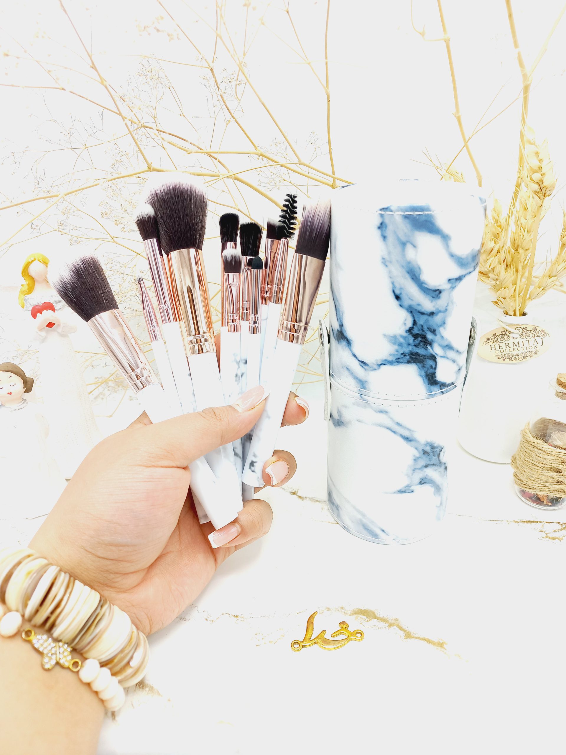 ست براش دوازده تیکه استند استوانه ای سرامیکی