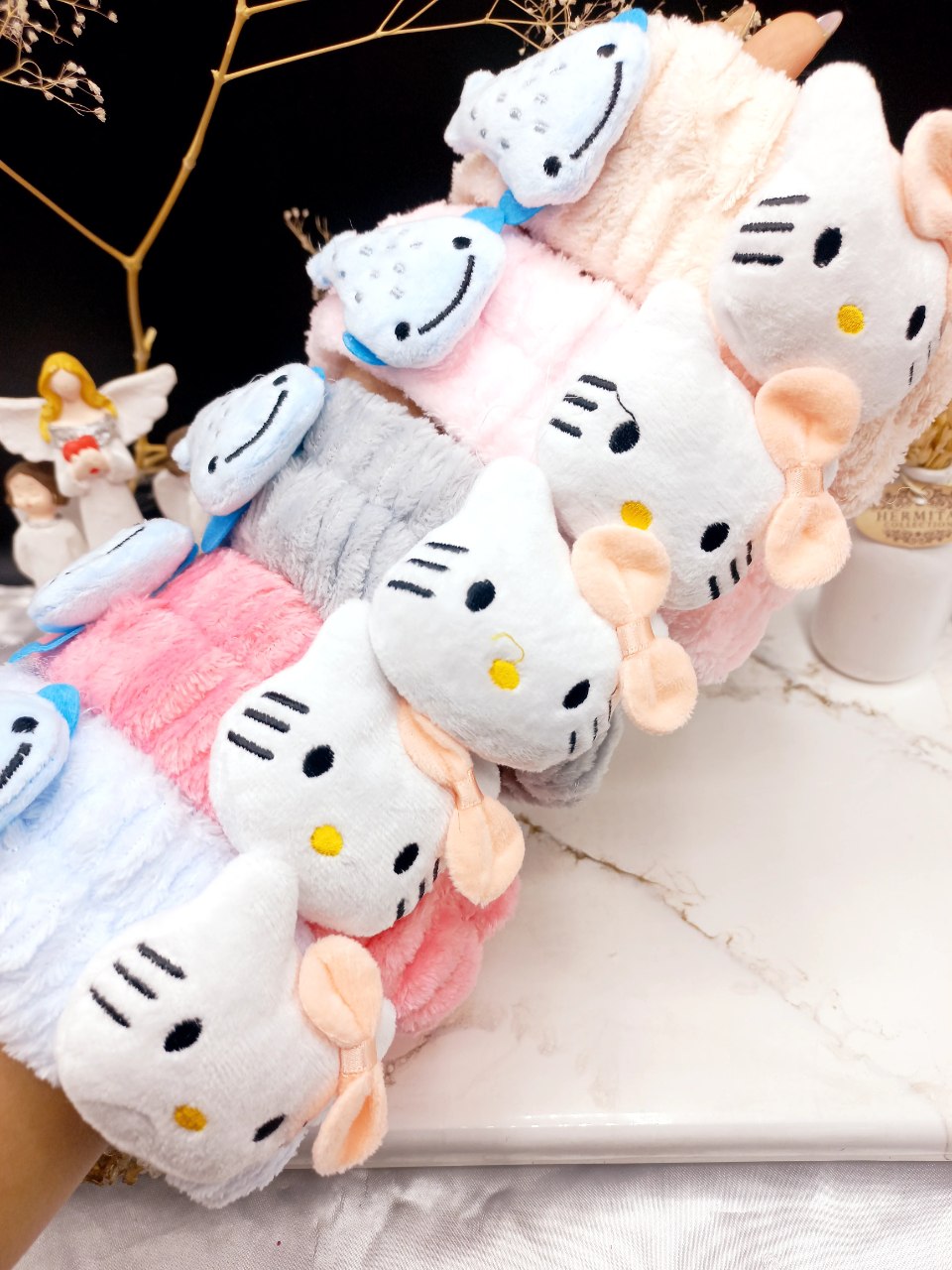 هدبند حوله ای طرح کیتی و ماهی