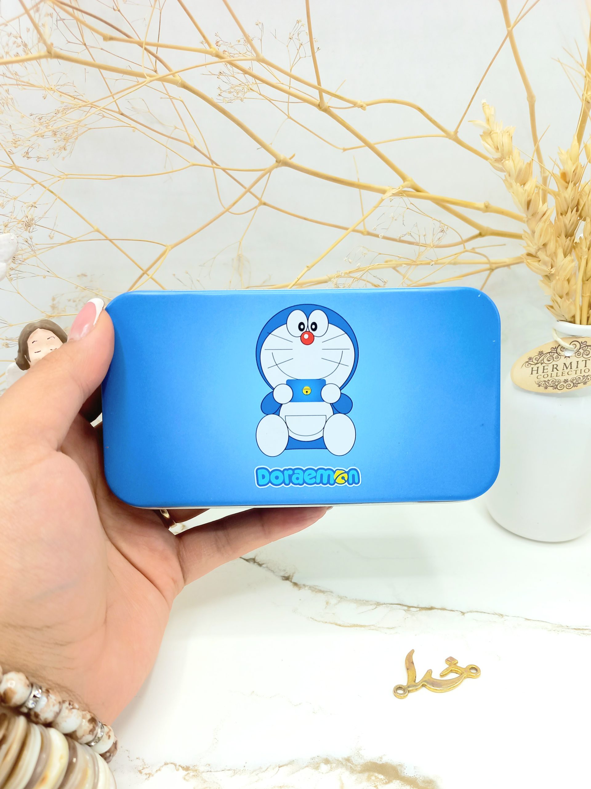 ست براش هفت تیکه آبی Doraemon قوطی فلزی