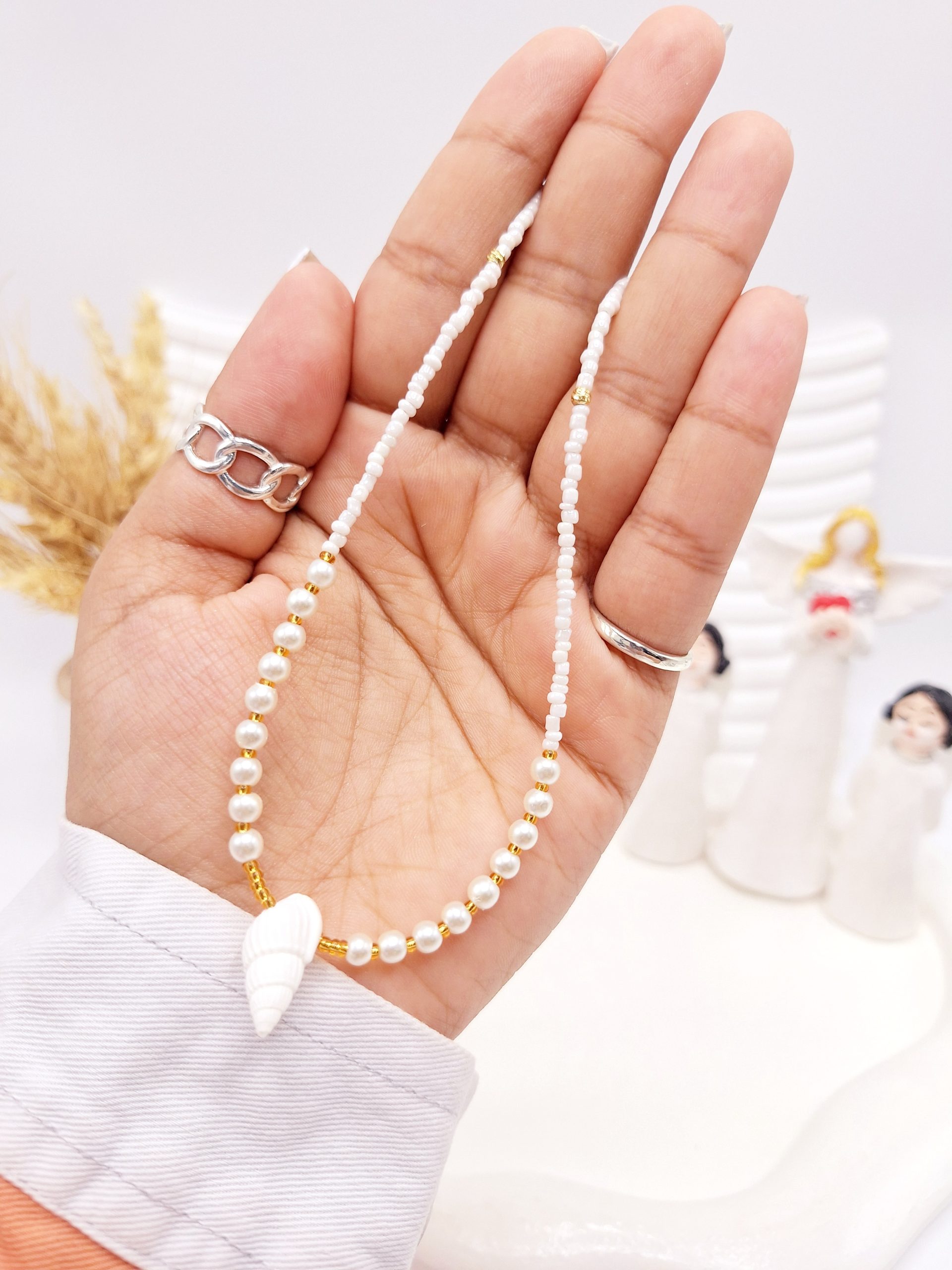 گردنبند تابستونی مراورید و صدف