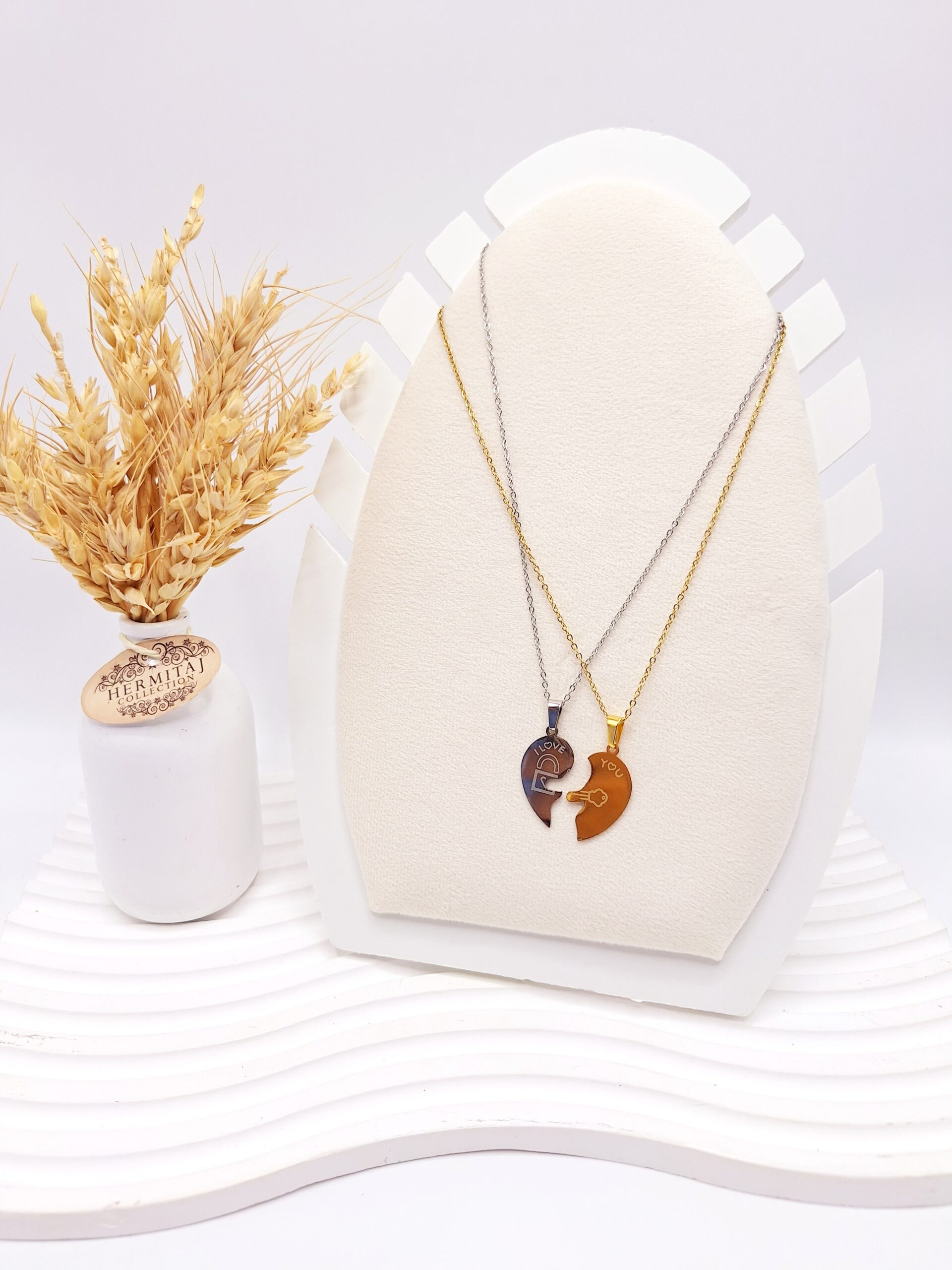 ست گردنبند دوتایی کاپلی طرح قلب