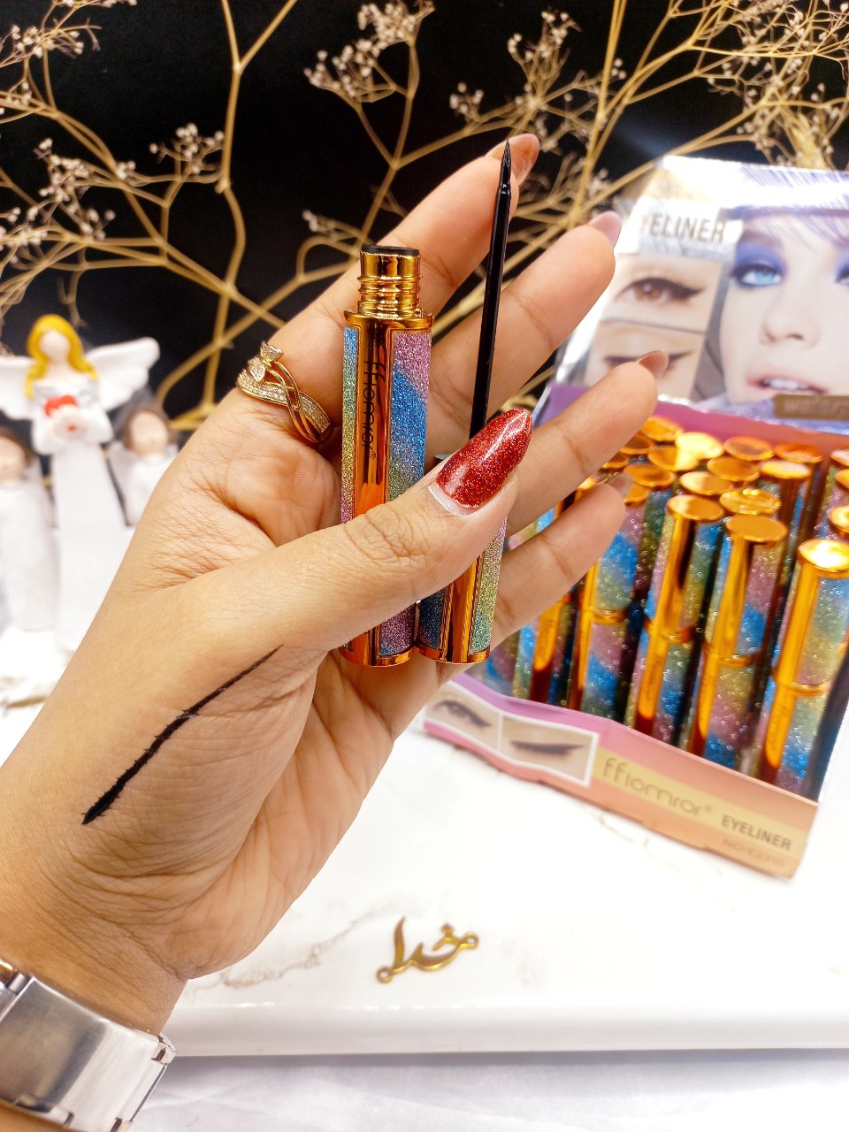 خط چشم گلیتری ماژیکی ضد آب برند فلورمار fflarmarکد E2310