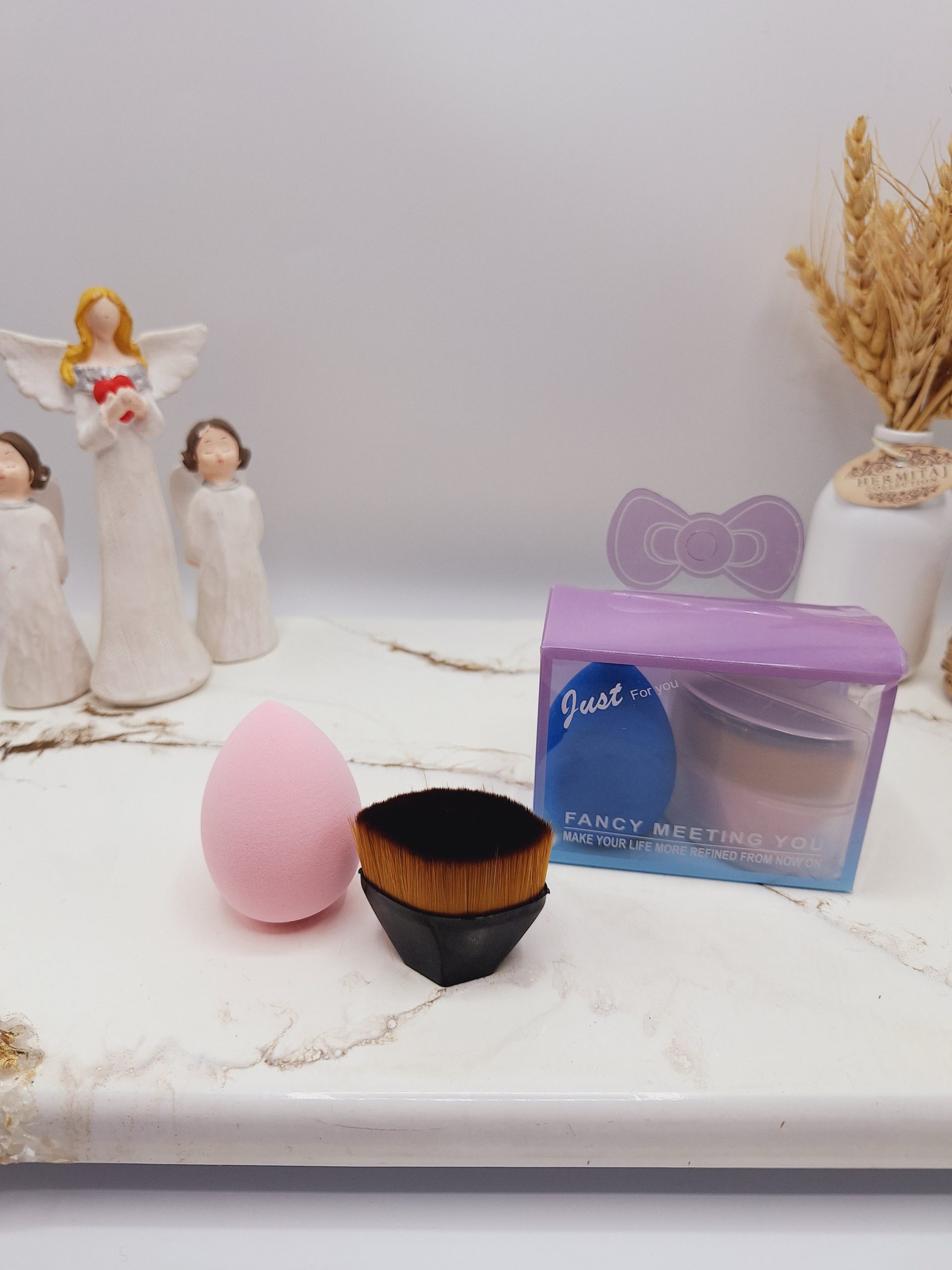 پک 2 تایی پد تخم مرغی و براش کرم پودر کد 0125