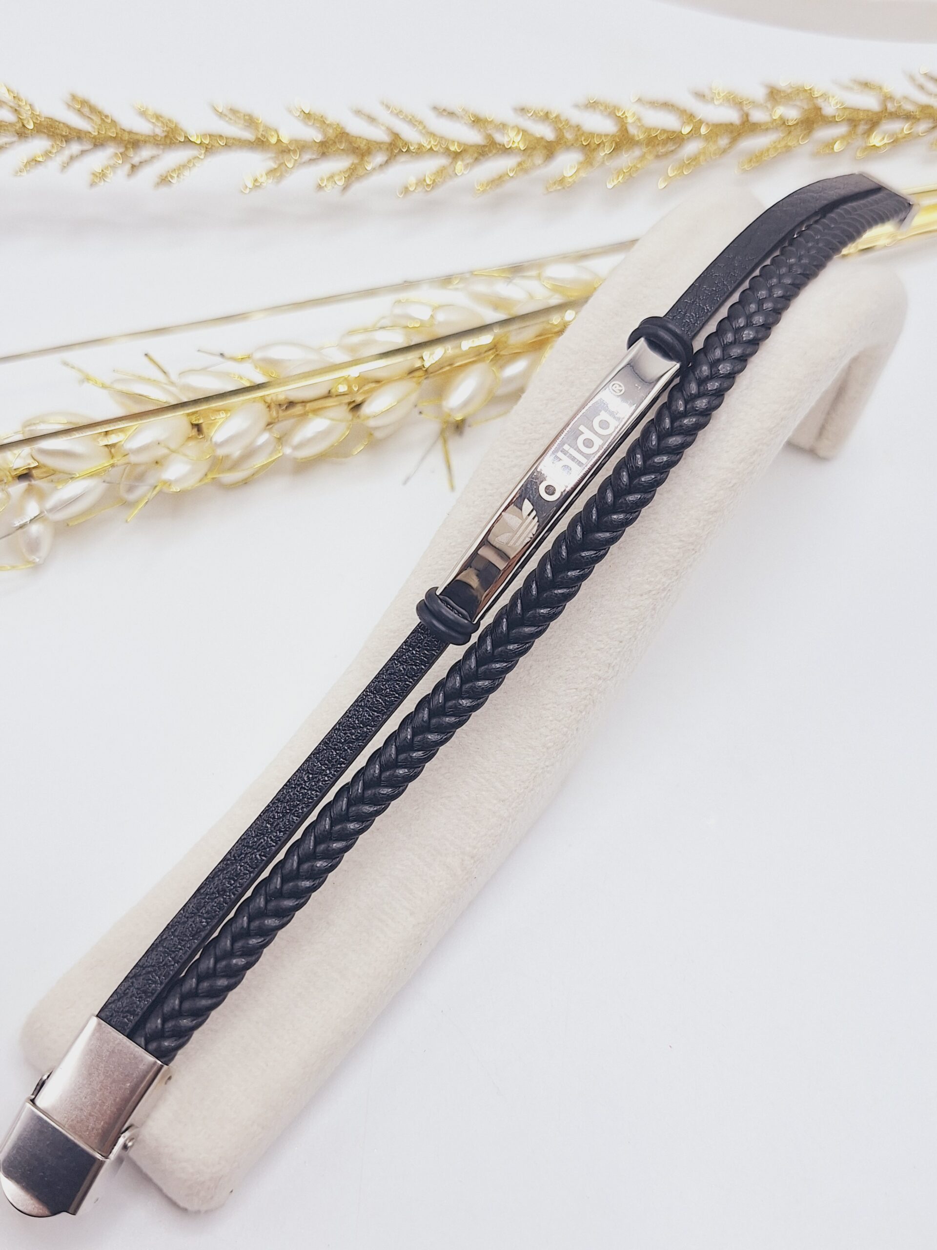 دستبند چرمی مردانه adidas مشکی