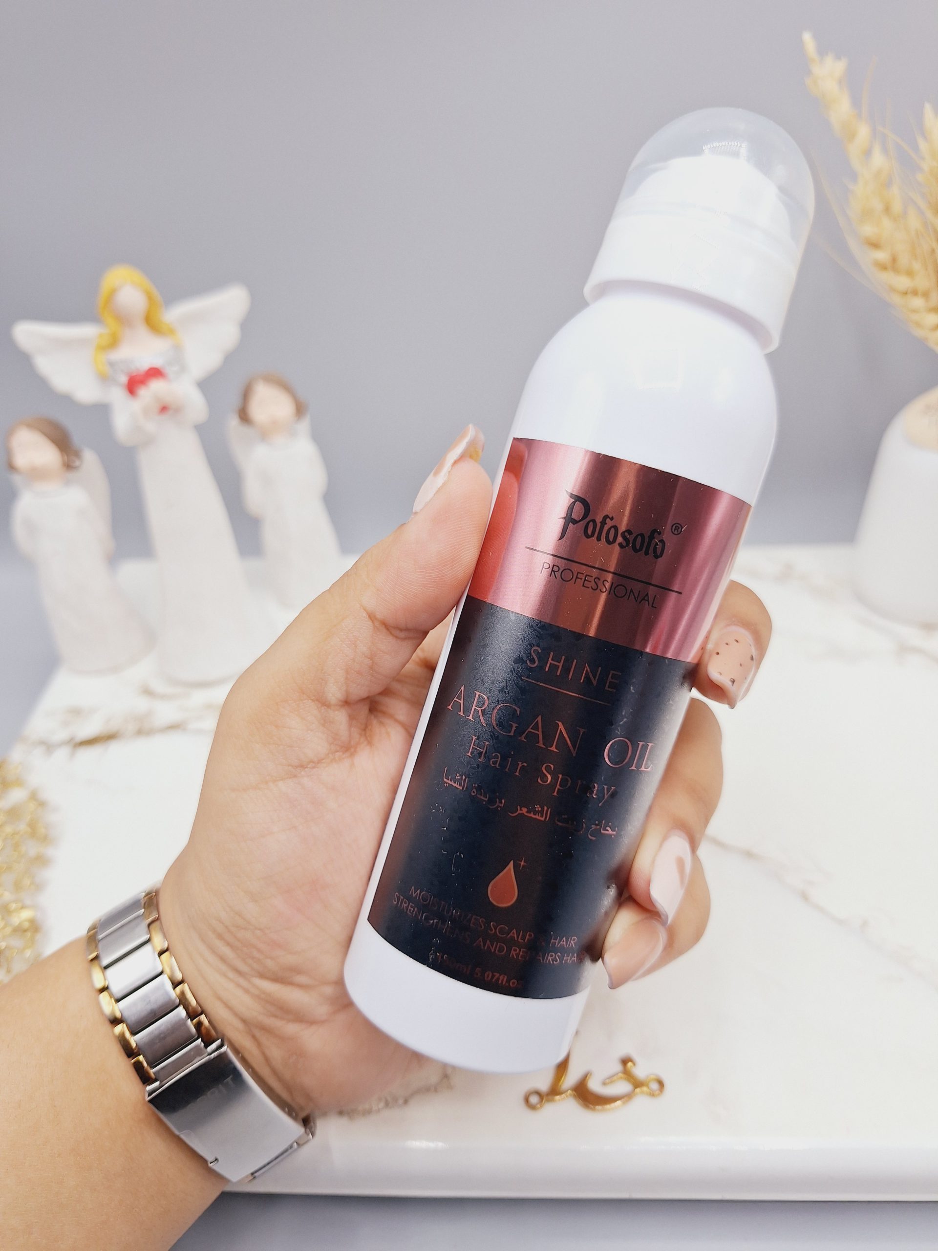 اسپری مو مغز روغن شی باتر مناسب برای درخشان کننده و صاف کنندگی مو برند Potosolo کد p-8011