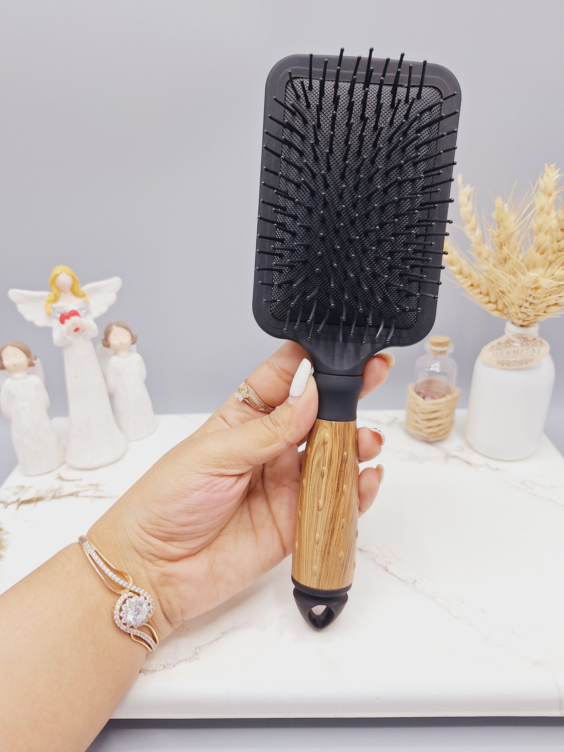 برس مو دسته چوبی تمام مشکی