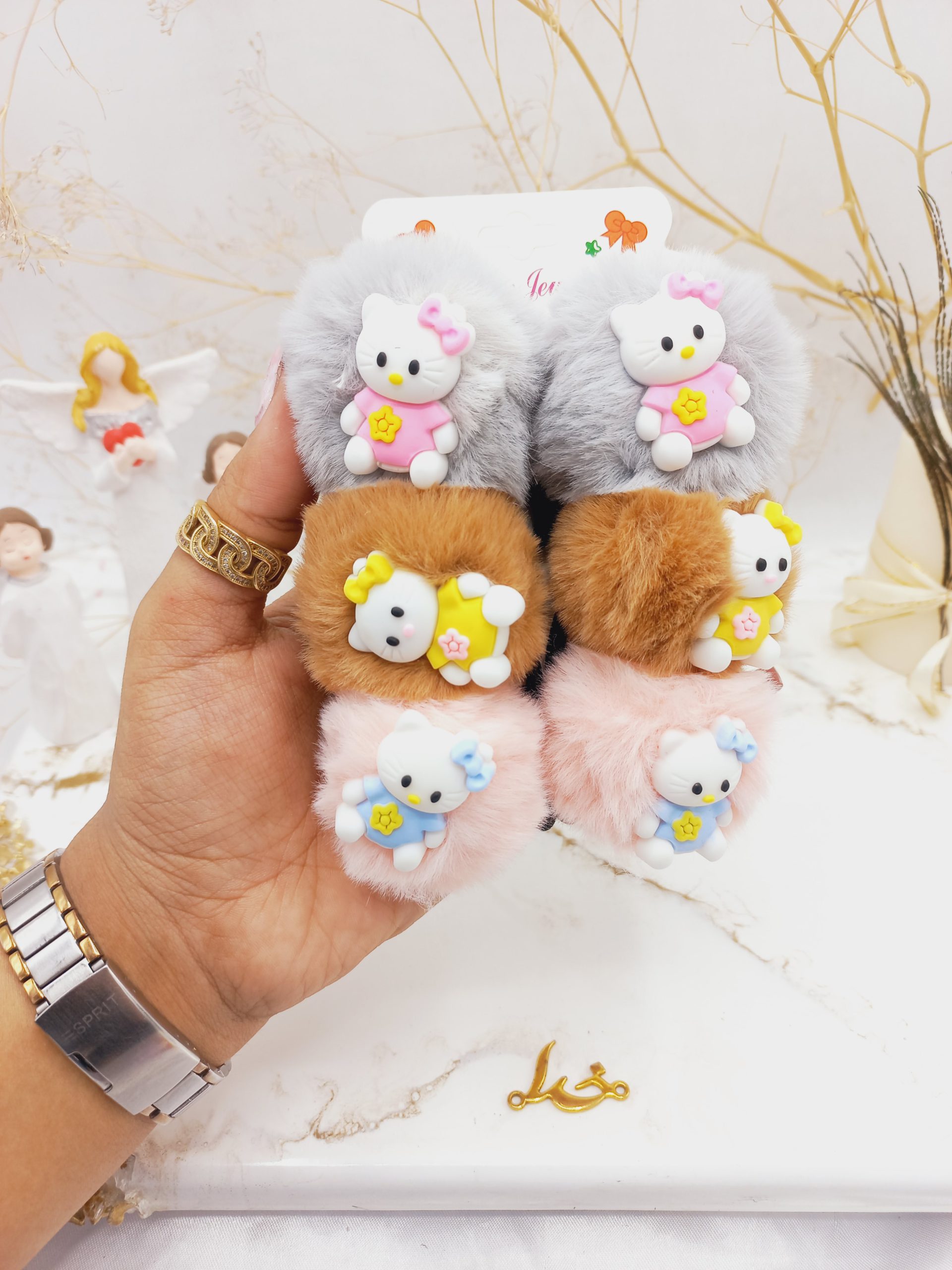 کش مو جفت پشمالو طرح کیتی کد 23023024