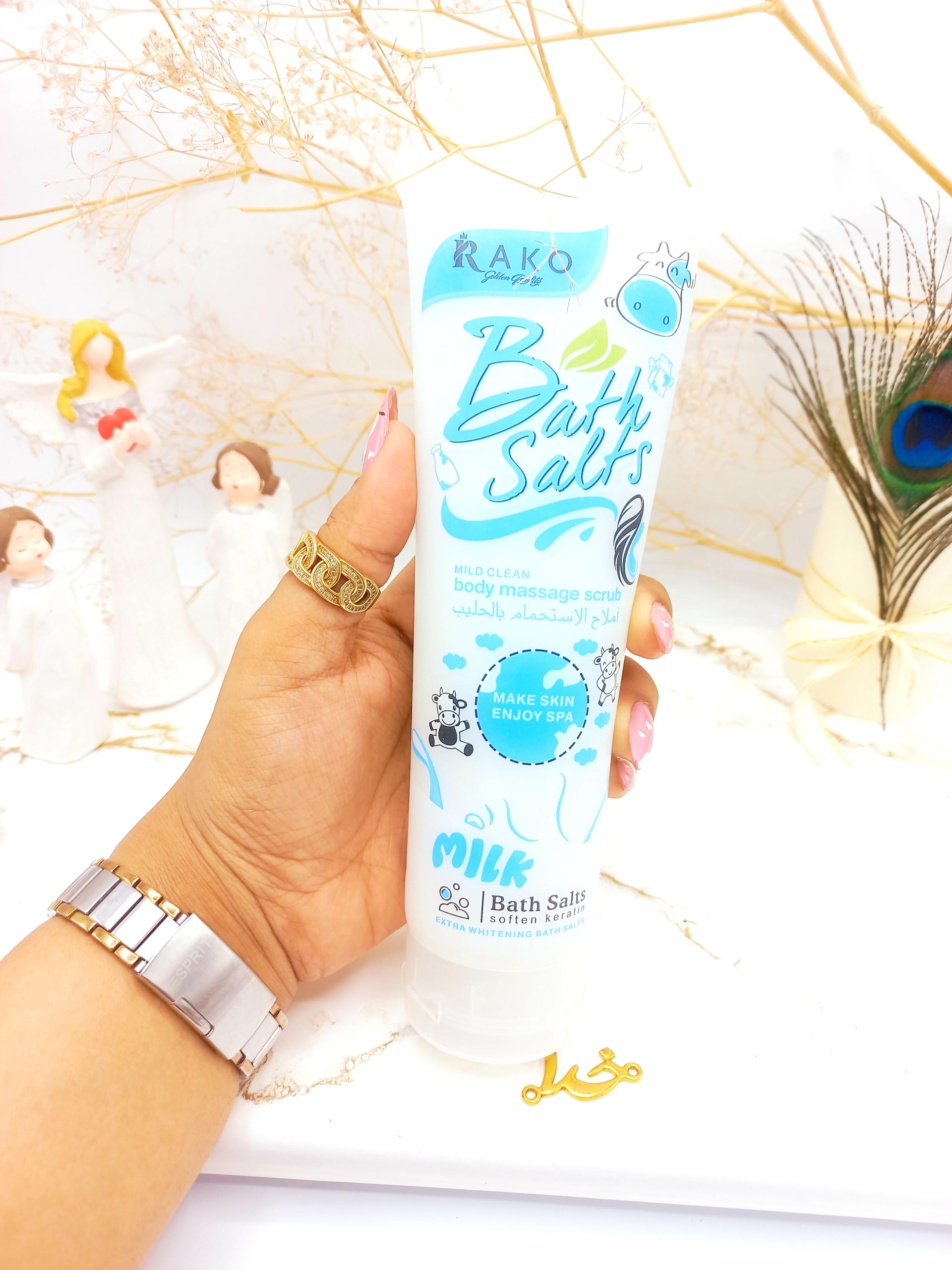 نمک حمام سفیدکننده بدن رایحه شیر گاو راکو ROKO ساخت بریتانیا اصلی