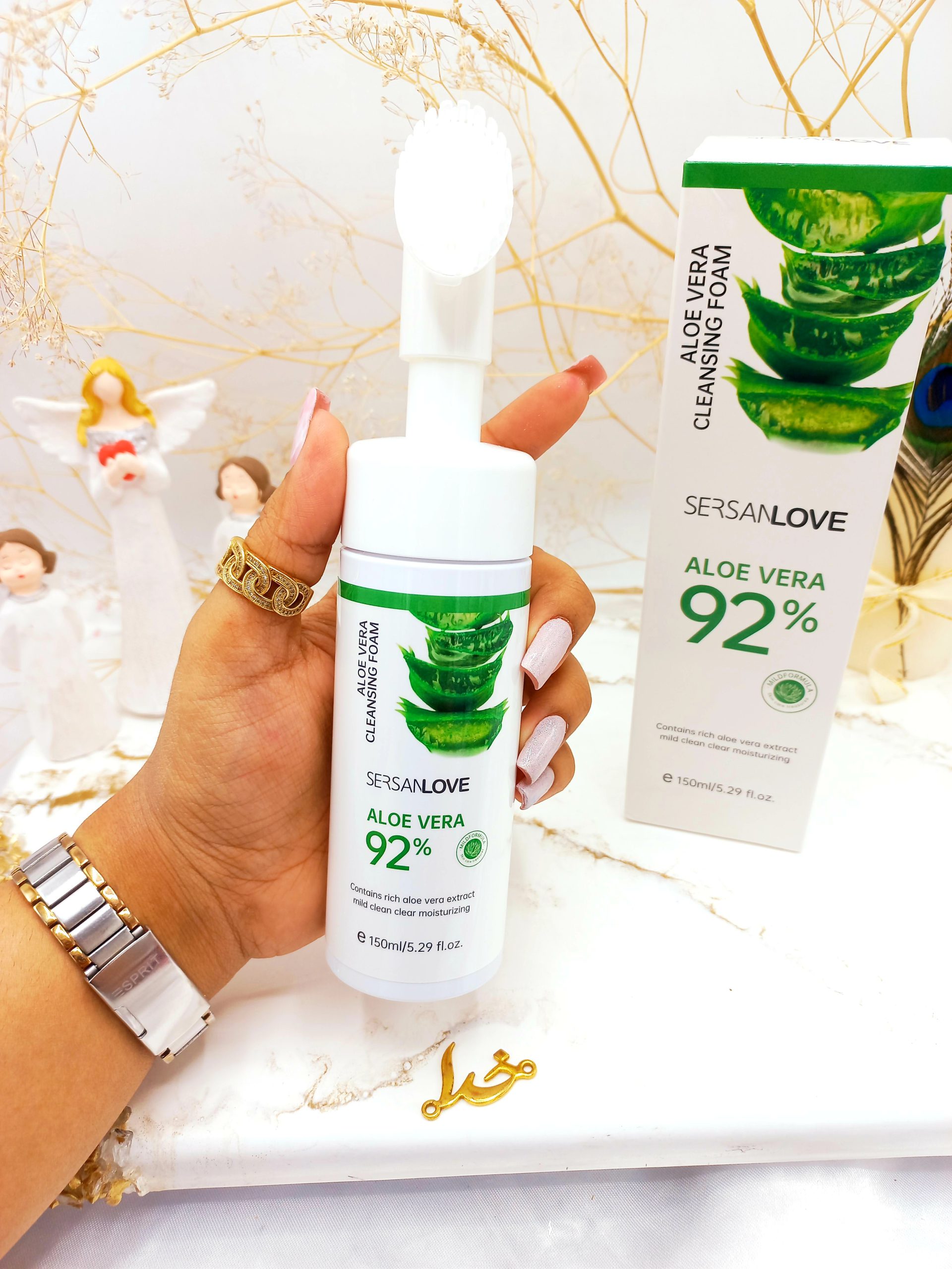 فوم شستشو صورت براش دار آلوئه ورا  92 درصد سرسان لاو کد xg6979