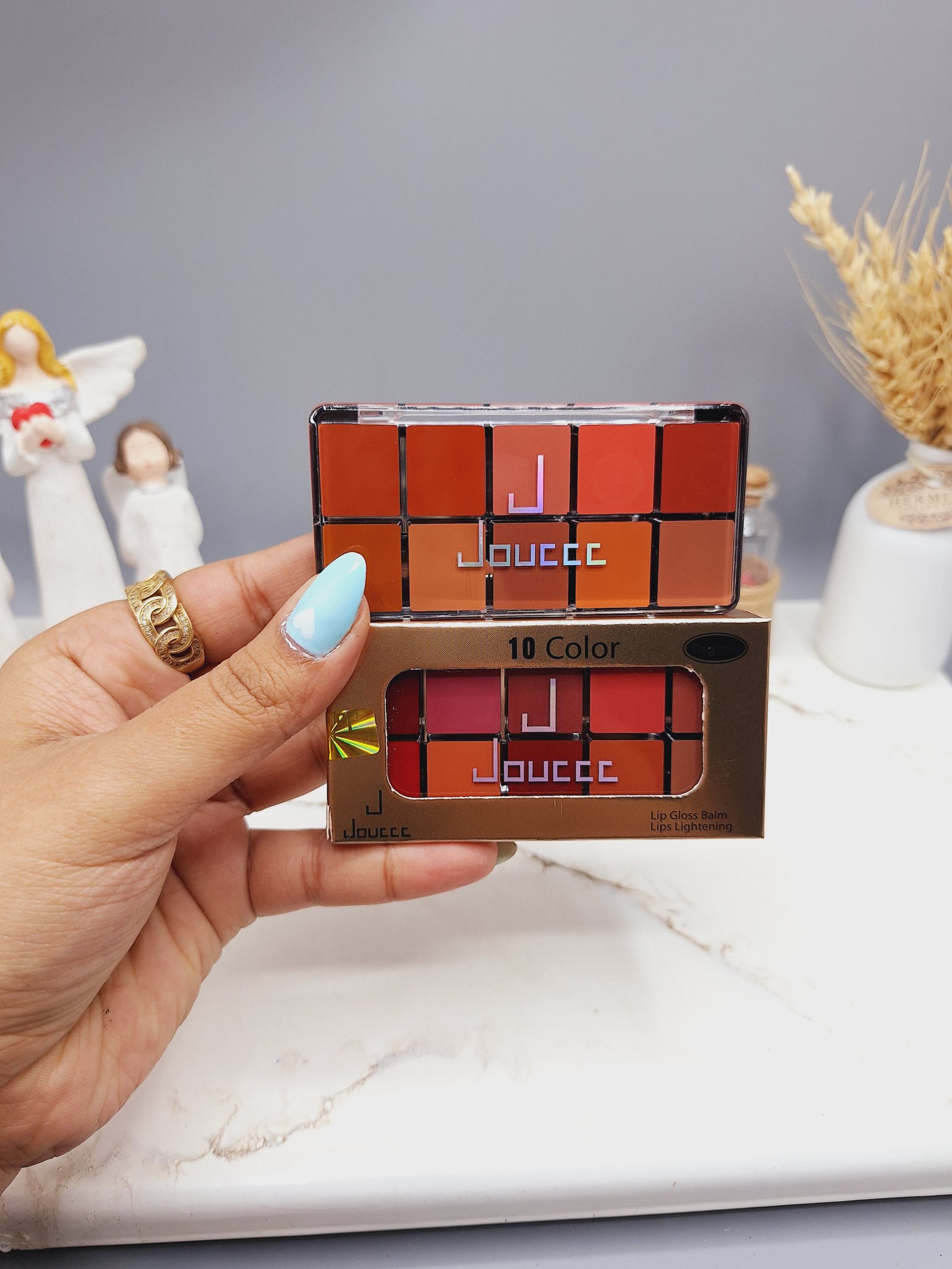 پالت رژ جامد 10 تایی برند JOUCCC کارتن طلایی مدل جدید کد 6031