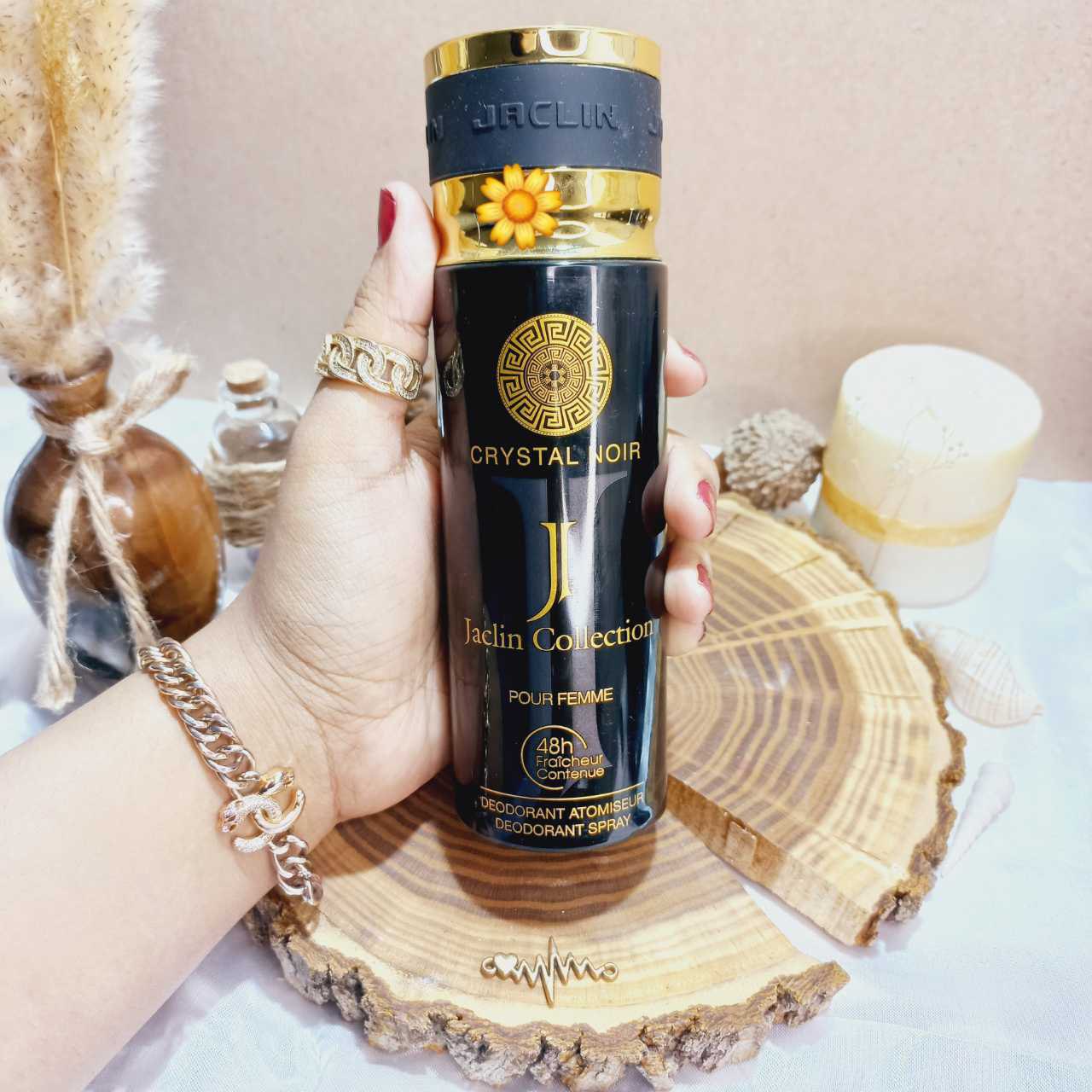 اسپری اماراتی ژاکلین کالکشن حجم 250 میل مدل کریستال نویر CRYSTAL NOIR