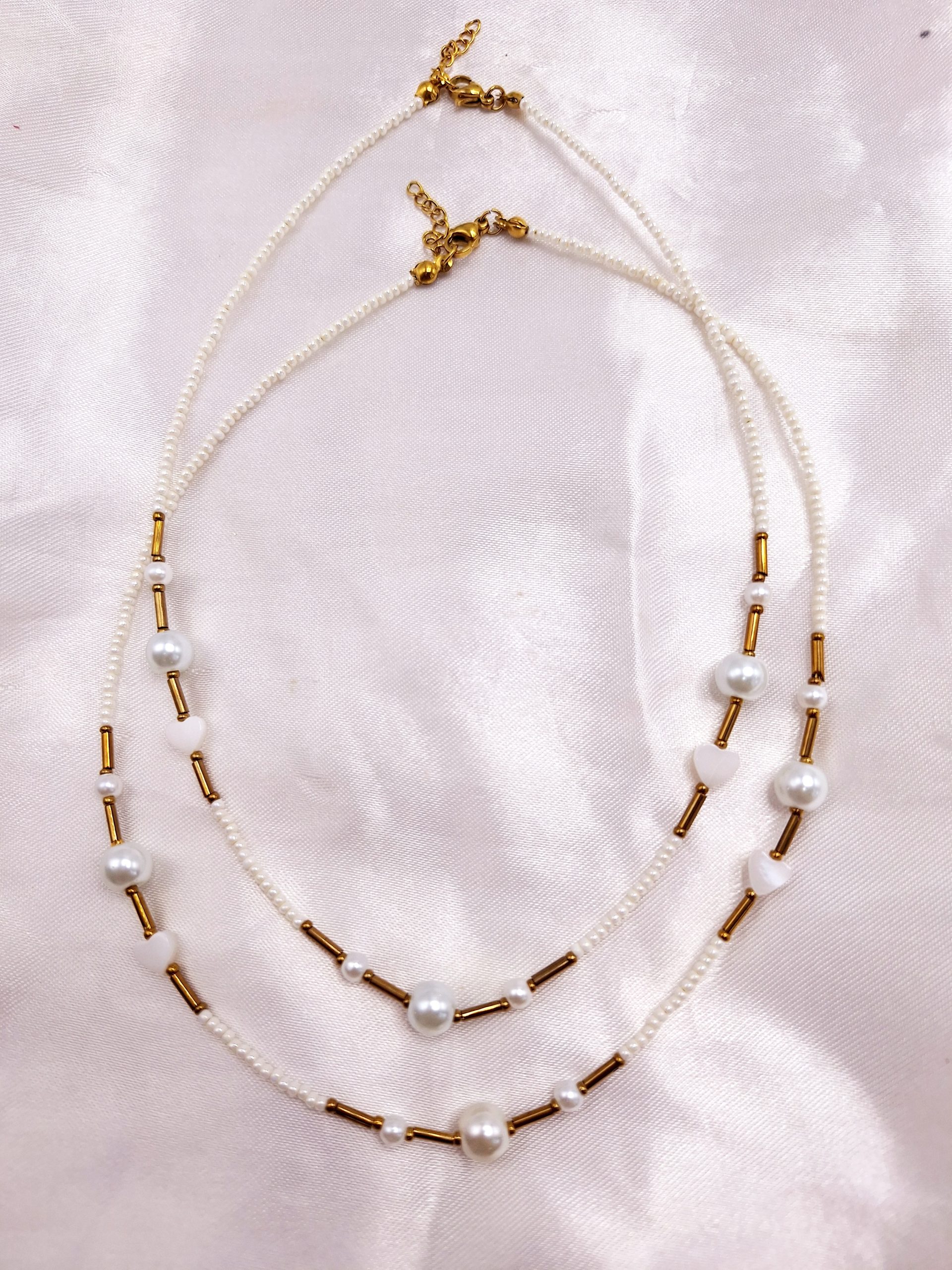 گردنبند تابستونی مراورید و قلب