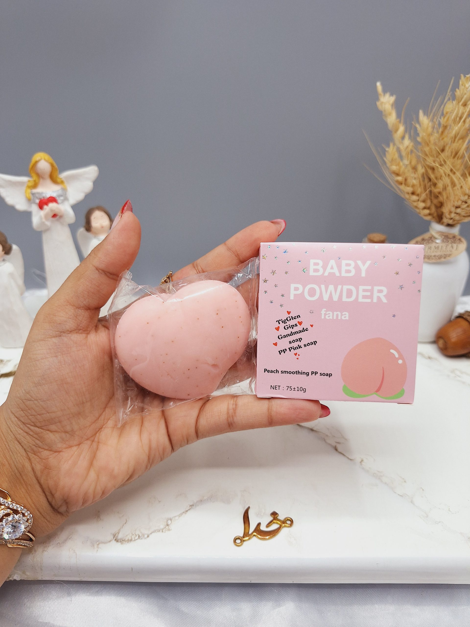 صابون روشن کننده هلویی طرح قلب BABY POWDER کد F8075