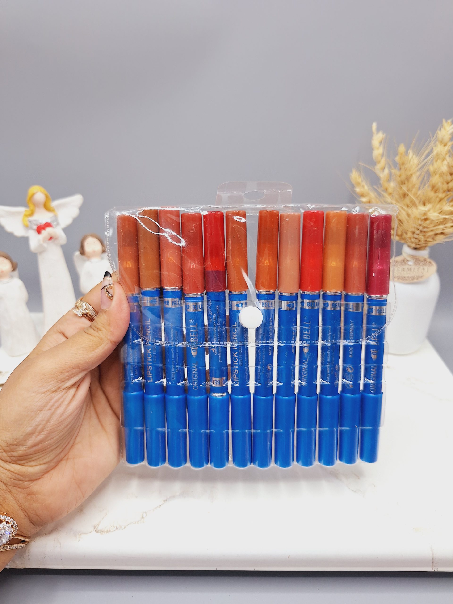 پک رژ مدادی 12 تایی برند بل همراه براش مدل جدید