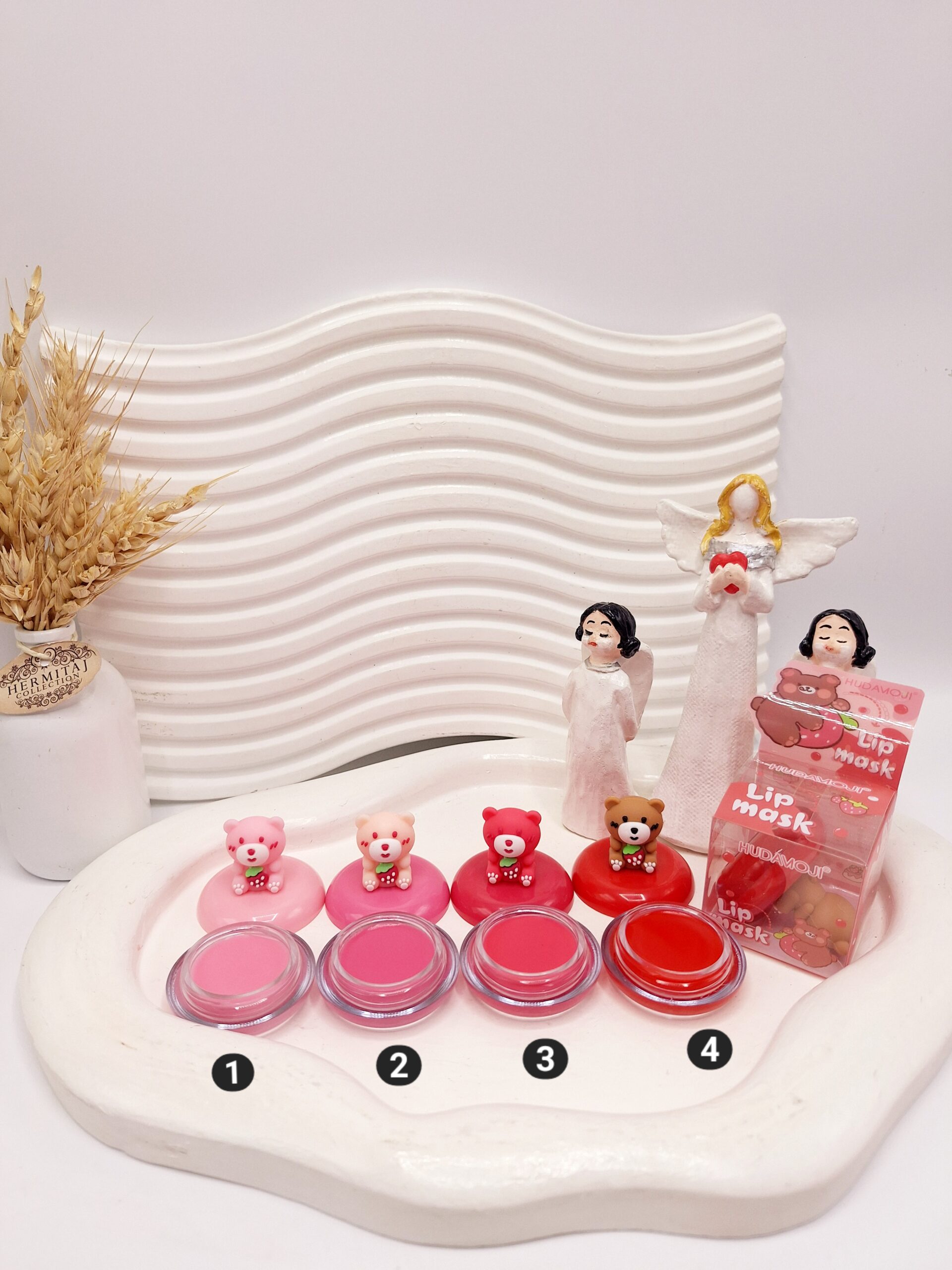 ماسک رژ لب کاسه ای HUDAMOJI طرح خرسی کد 014