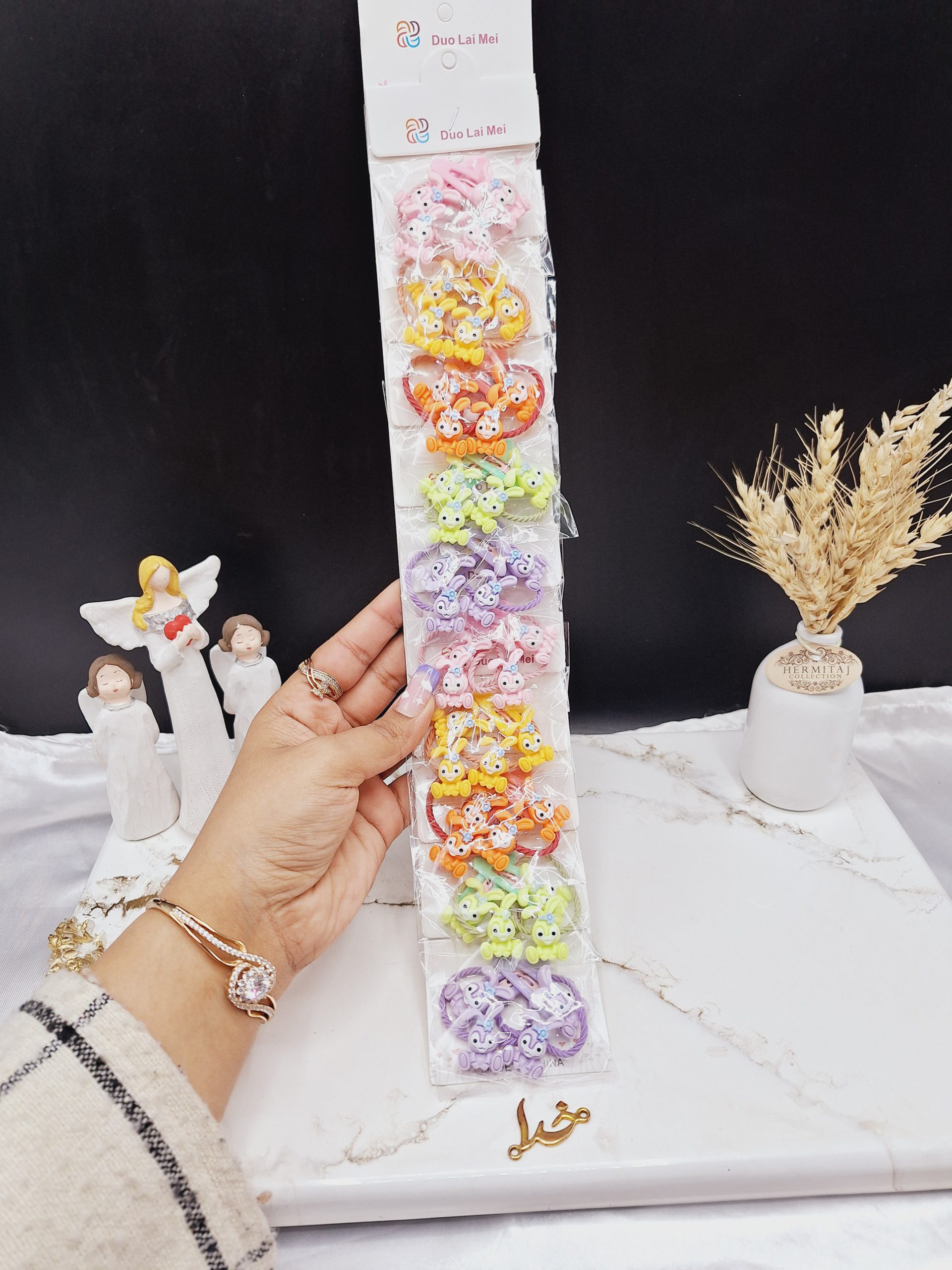 پک 10 عددی کش مو رنگی طرح خرگوش