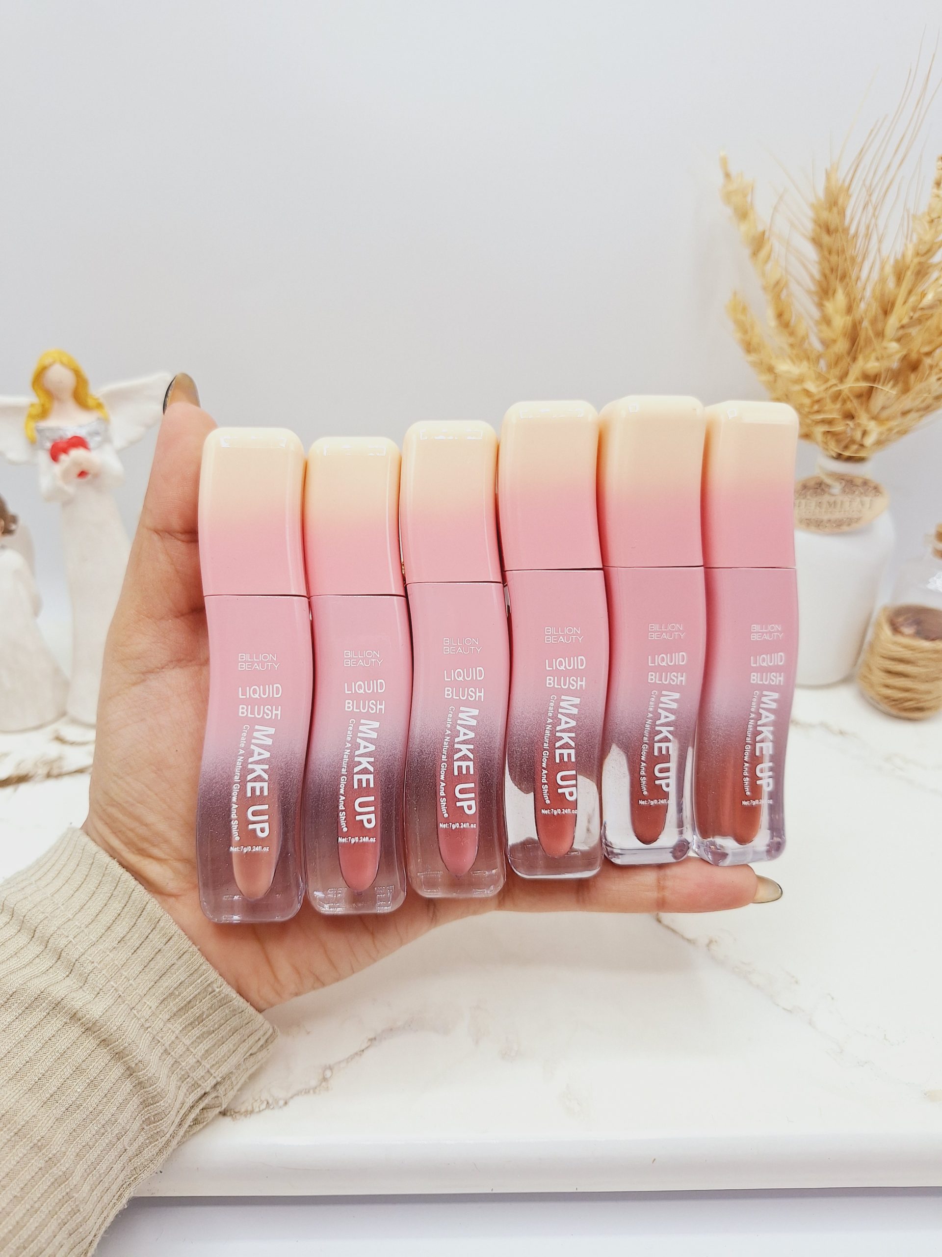 پک رژ مایع 6 عددی شیشه ای منحنی برند BILLION BEAUTY  کد B70017