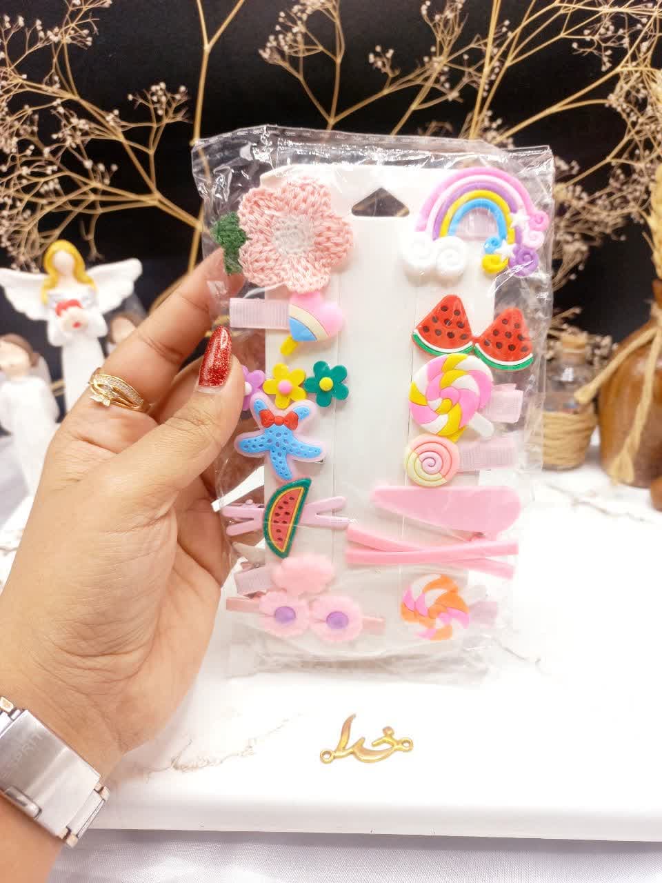 پک گیره و پنس مو دخترانه فانتزی دخترانه 14 عددی