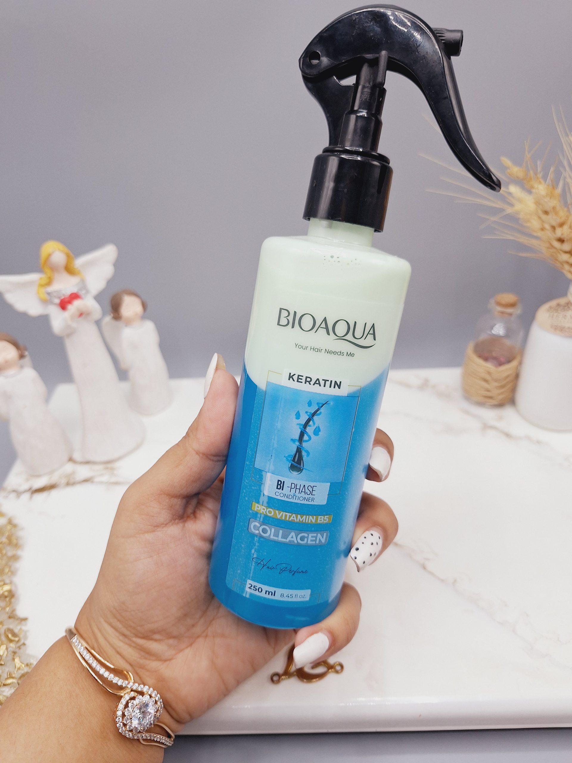 اسپری دو فاز کراتین به همراه کلاژن برند بیوآکوا کد 6088(رنگ آبی)