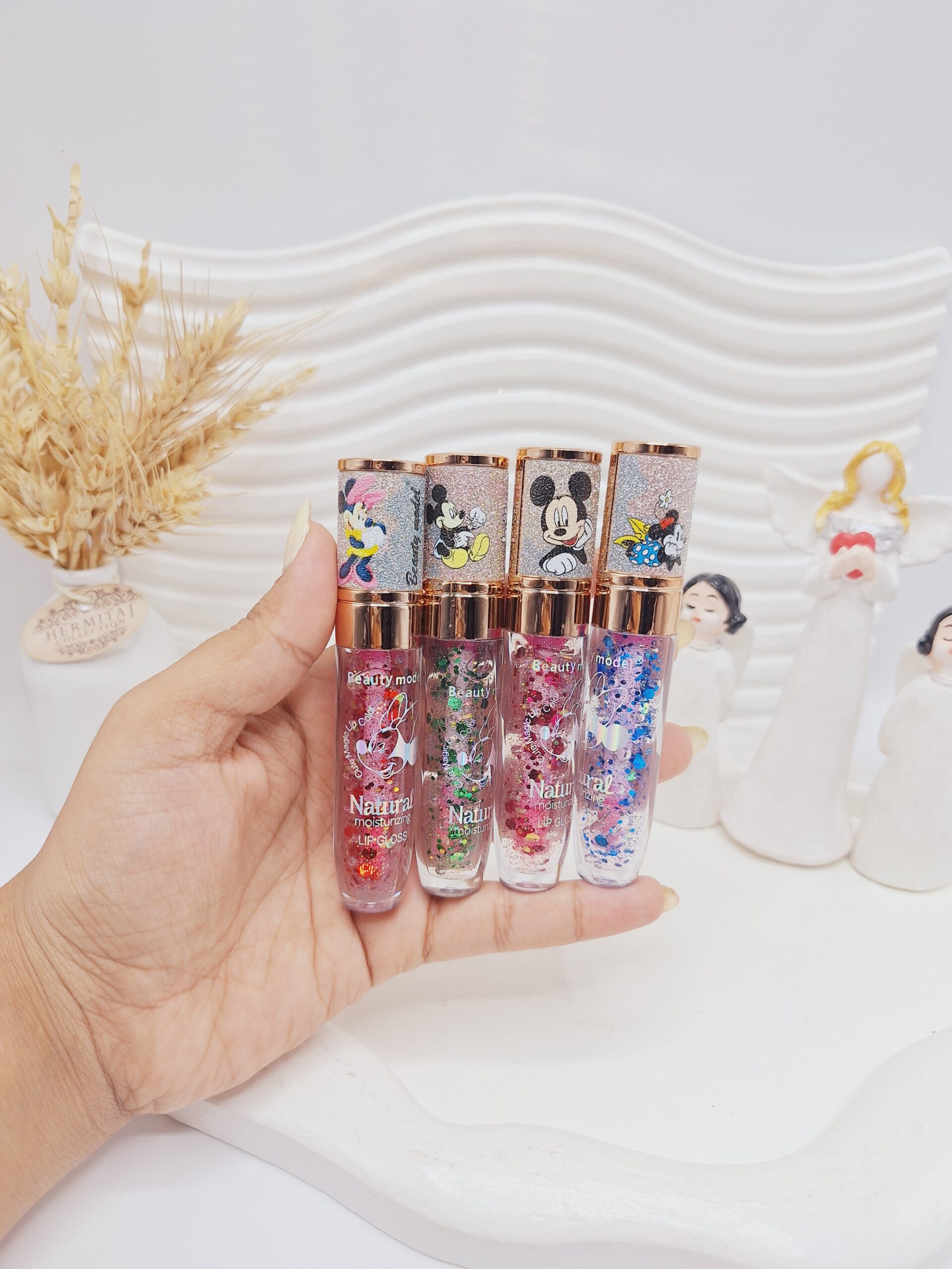 لیپ گلاس رنگارنگ گلیتری میکی موس برند Beauty model کدL7081